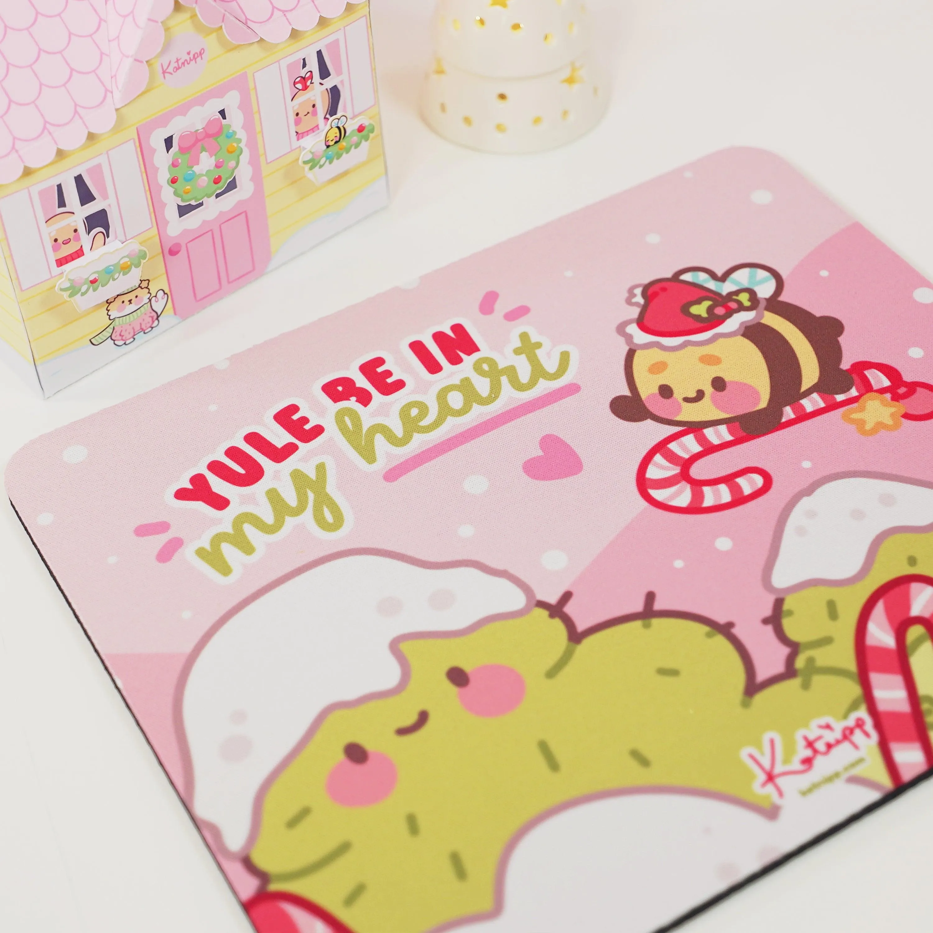 Bumblebutt Candy Cane Mouse Pad | Kawaii Festive Holiday Desk Accessory