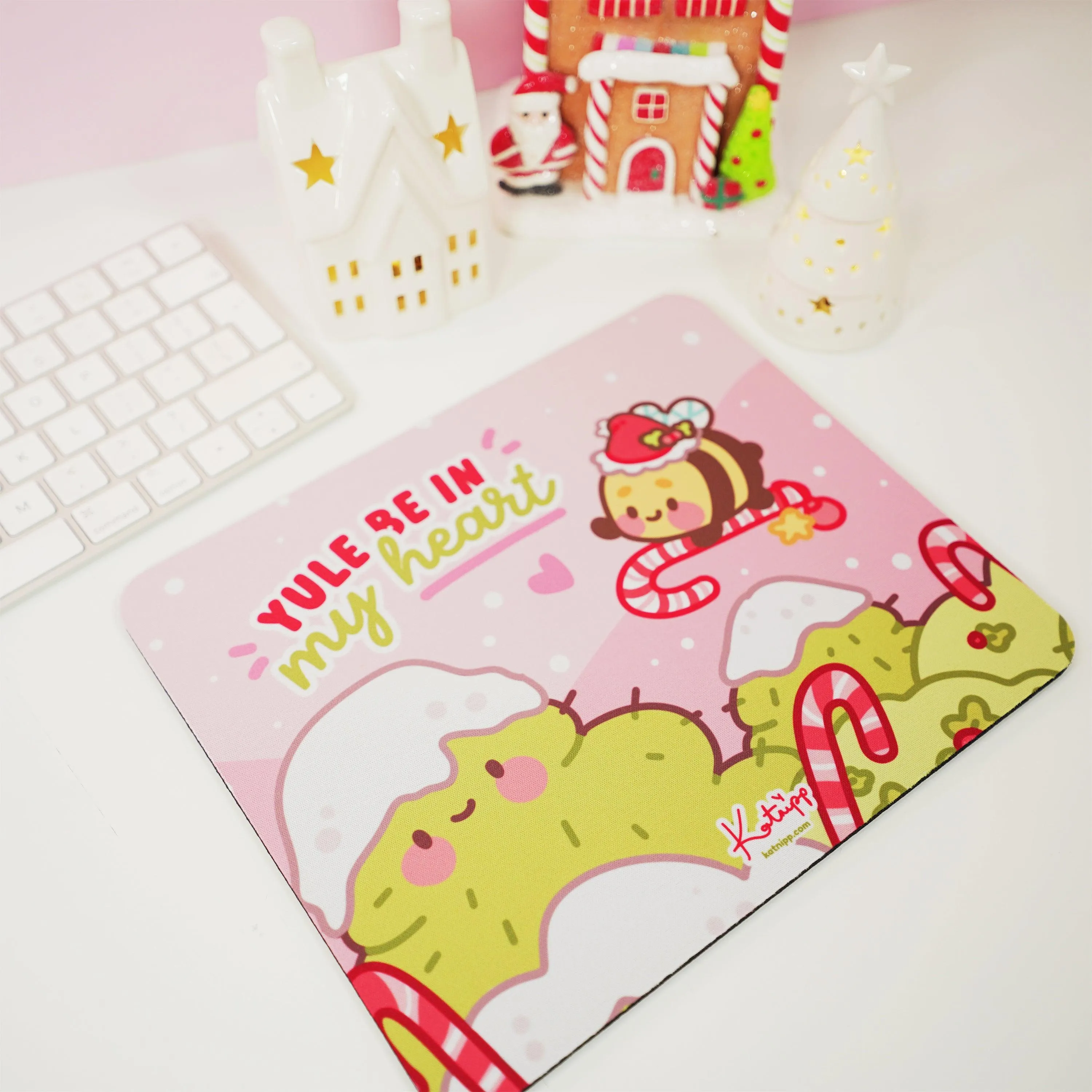 Bumblebutt Candy Cane Mouse Pad | Kawaii Festive Holiday Desk Accessory