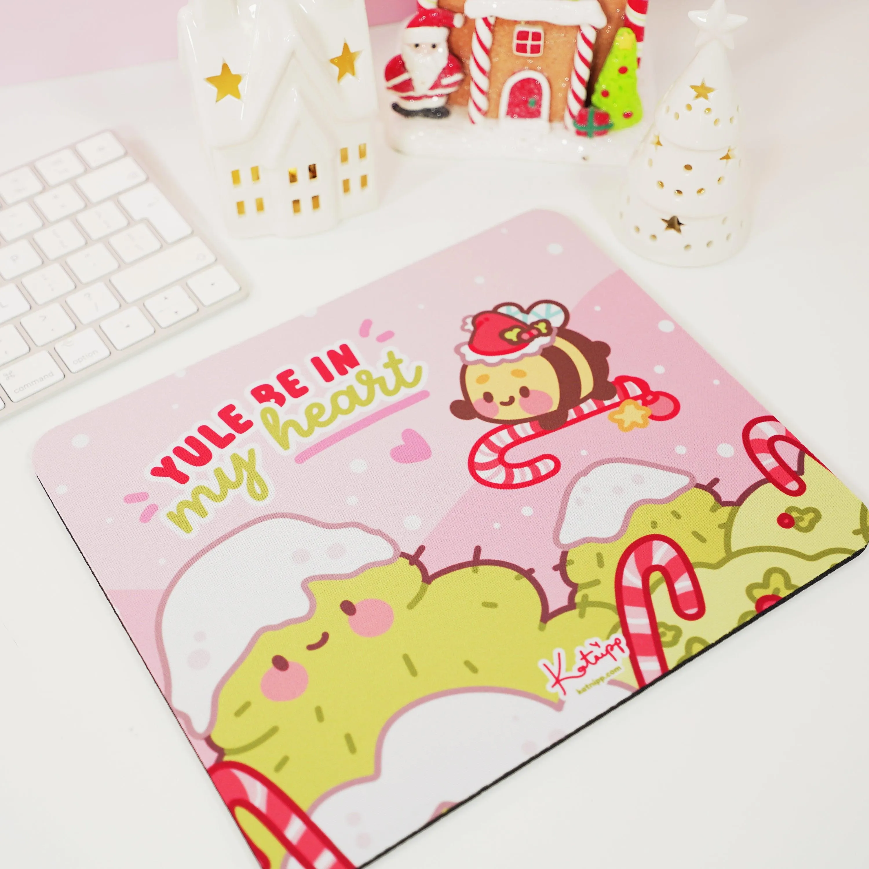 Bumblebutt Candy Cane Mouse Pad | Kawaii Festive Holiday Desk Accessory