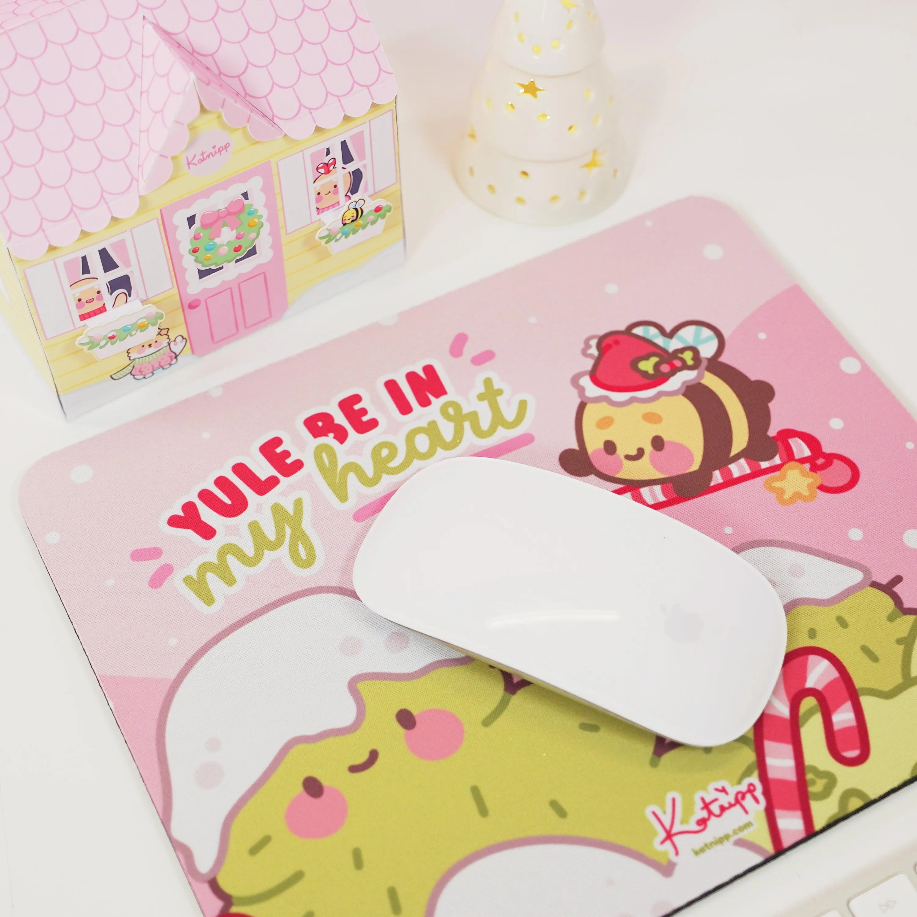 Bumblebutt Candy Cane Mouse Pad | Kawaii Festive Holiday Desk Accessory