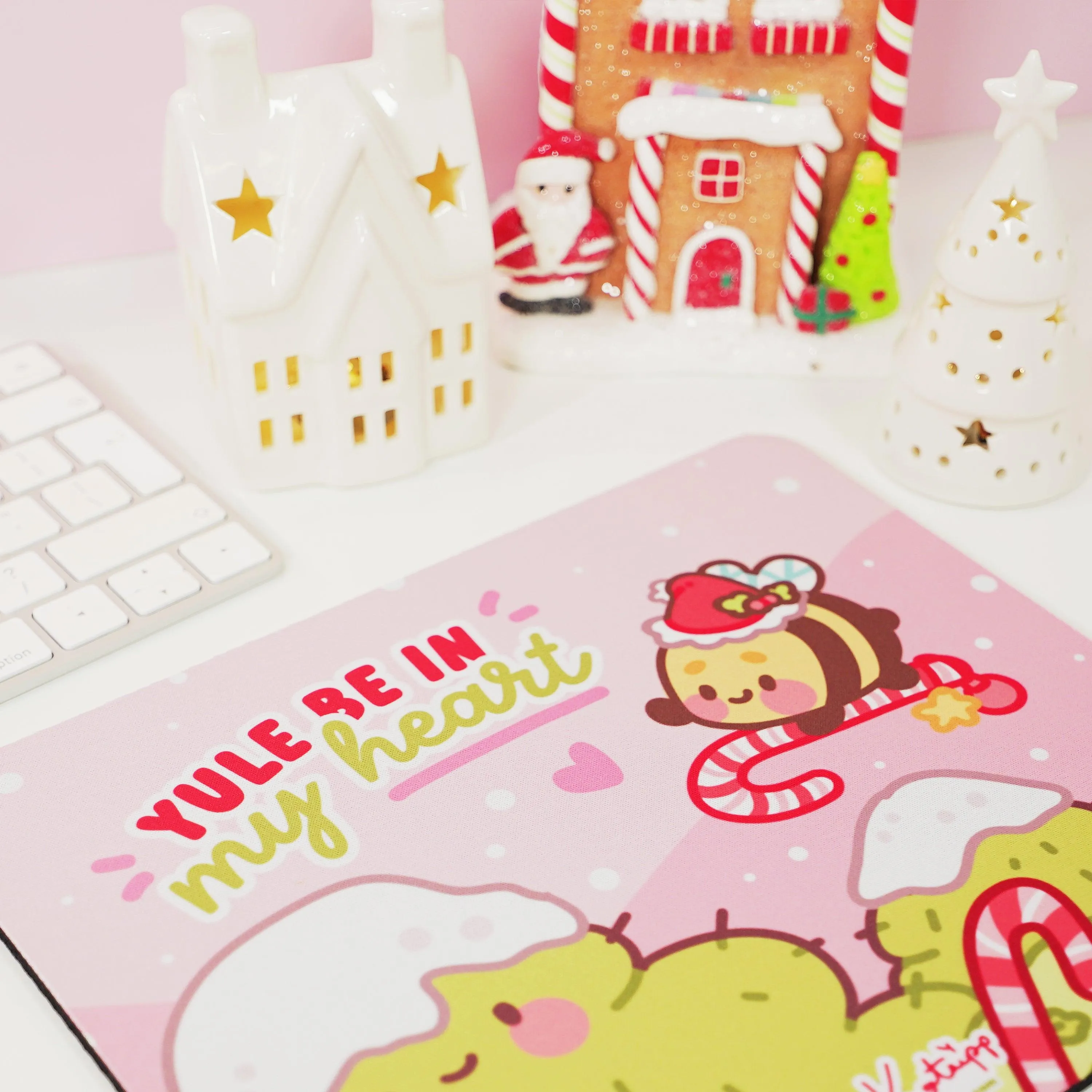 Bumblebutt Candy Cane Mouse Pad | Kawaii Festive Holiday Desk Accessory