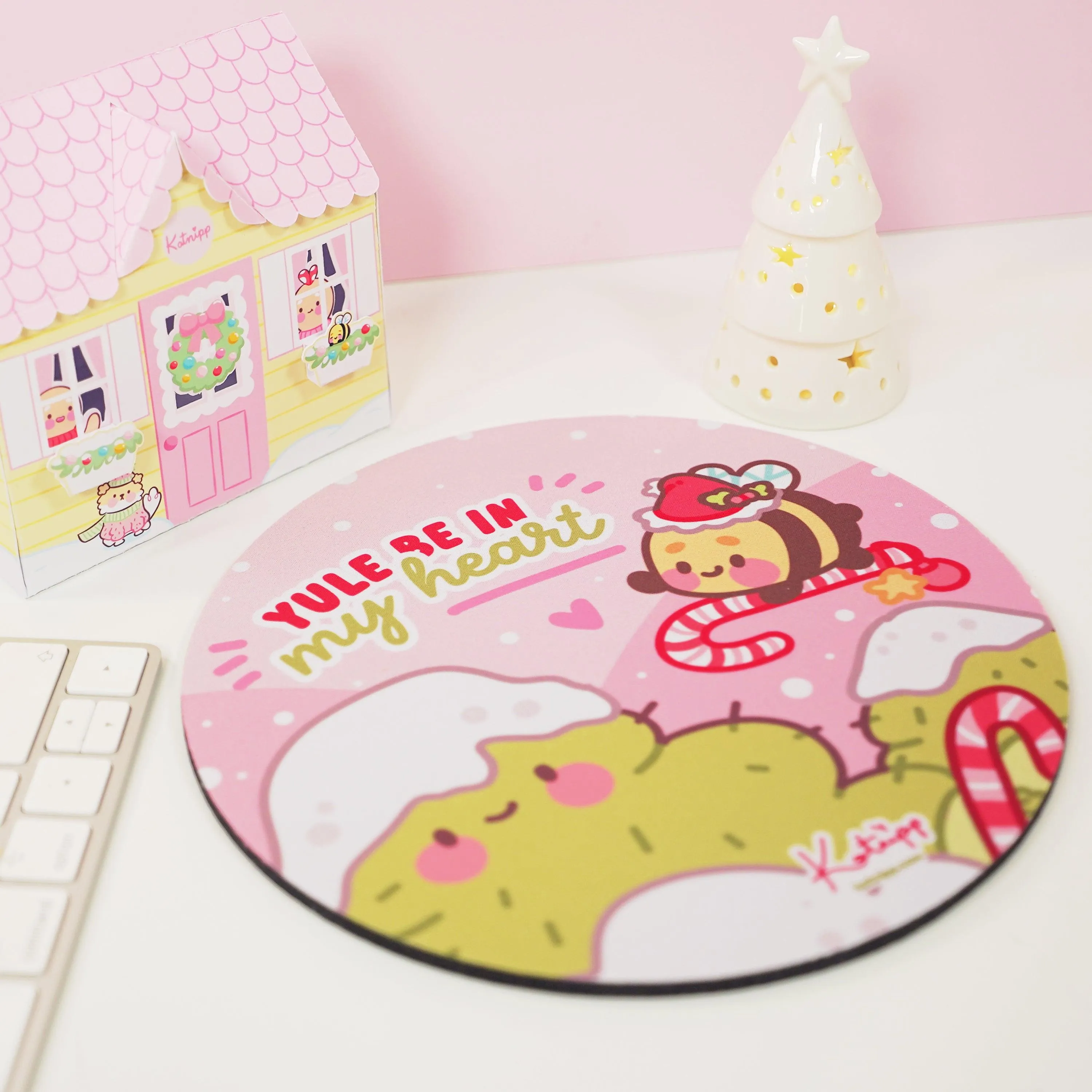 Bumblebutt Candy Cane Mouse Pad | Kawaii Festive Holiday Desk Accessory