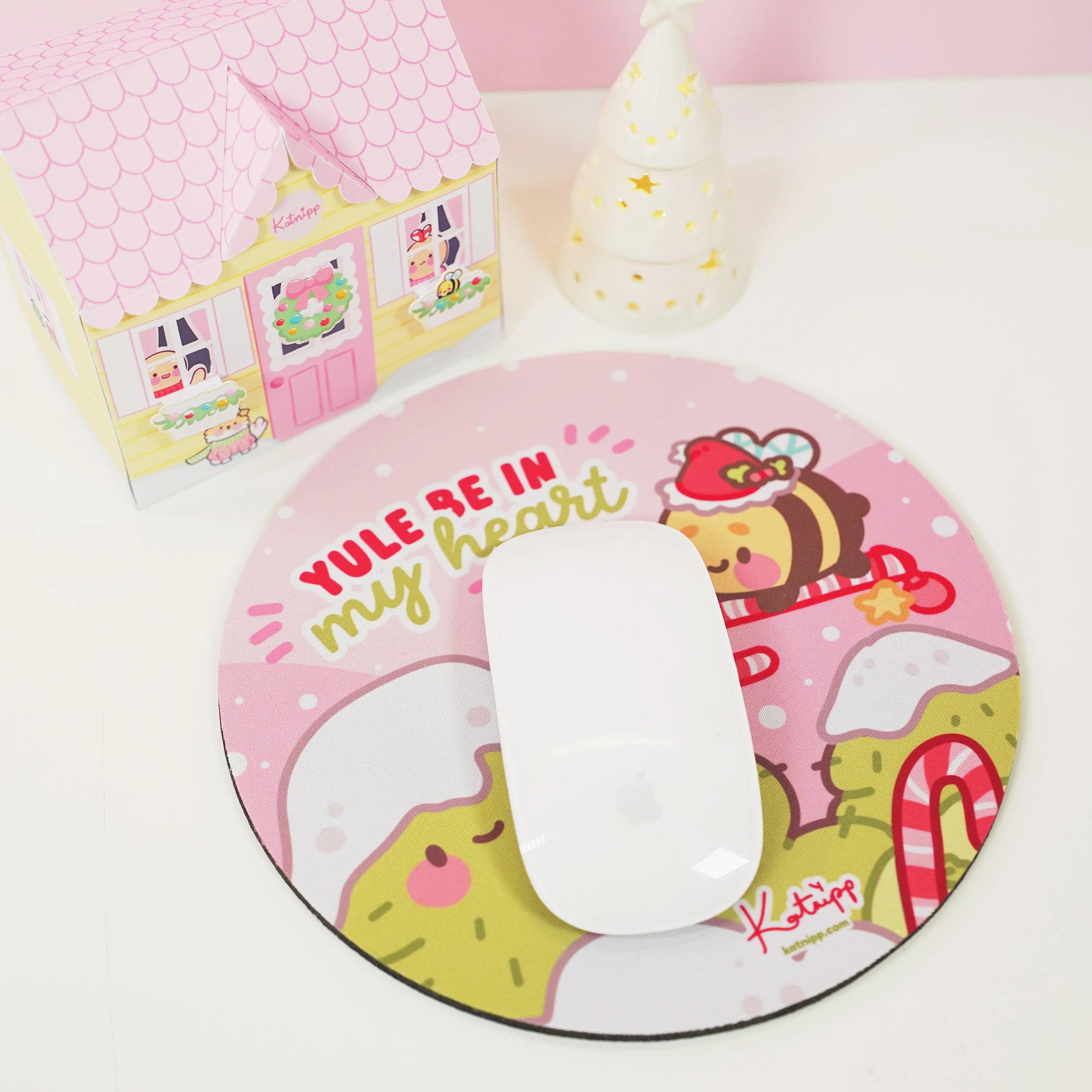 Bumblebutt Candy Cane Mouse Pad | Kawaii Festive Holiday Desk Accessory