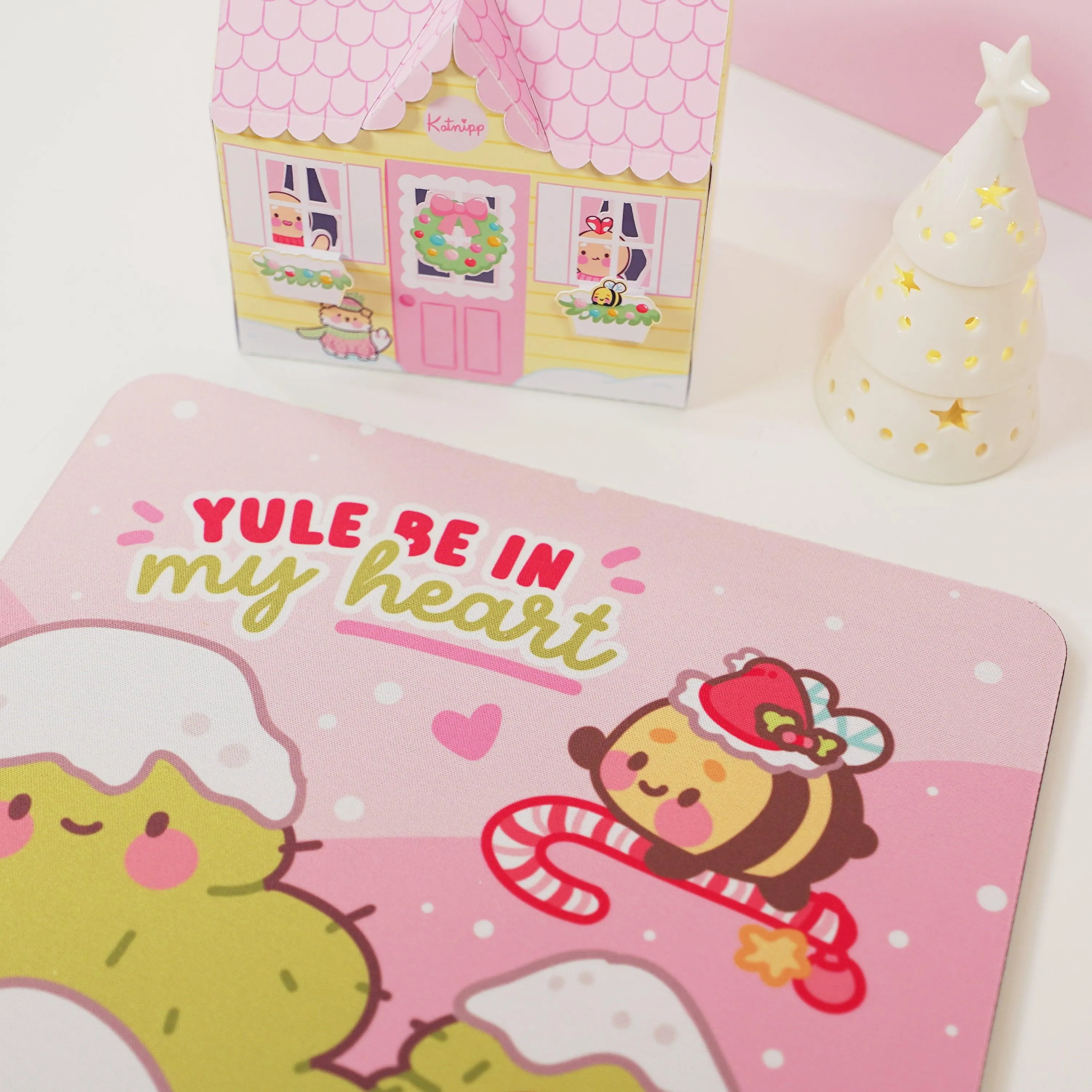 Bumblebutt Candy Cane Mouse Pad | Kawaii Festive Holiday Desk Accessory