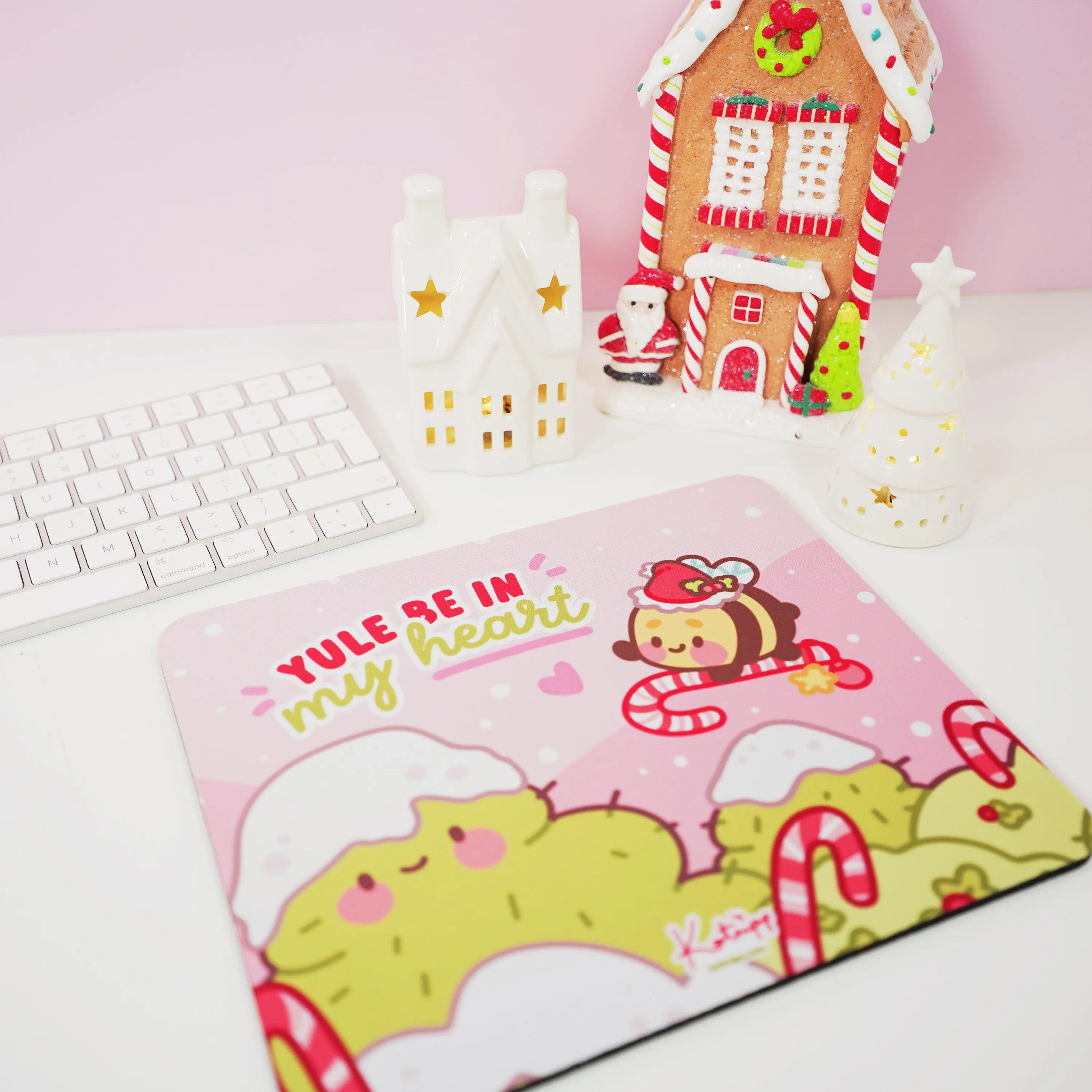 Bumblebutt Candy Cane Mouse Pad | Kawaii Festive Holiday Desk Accessory