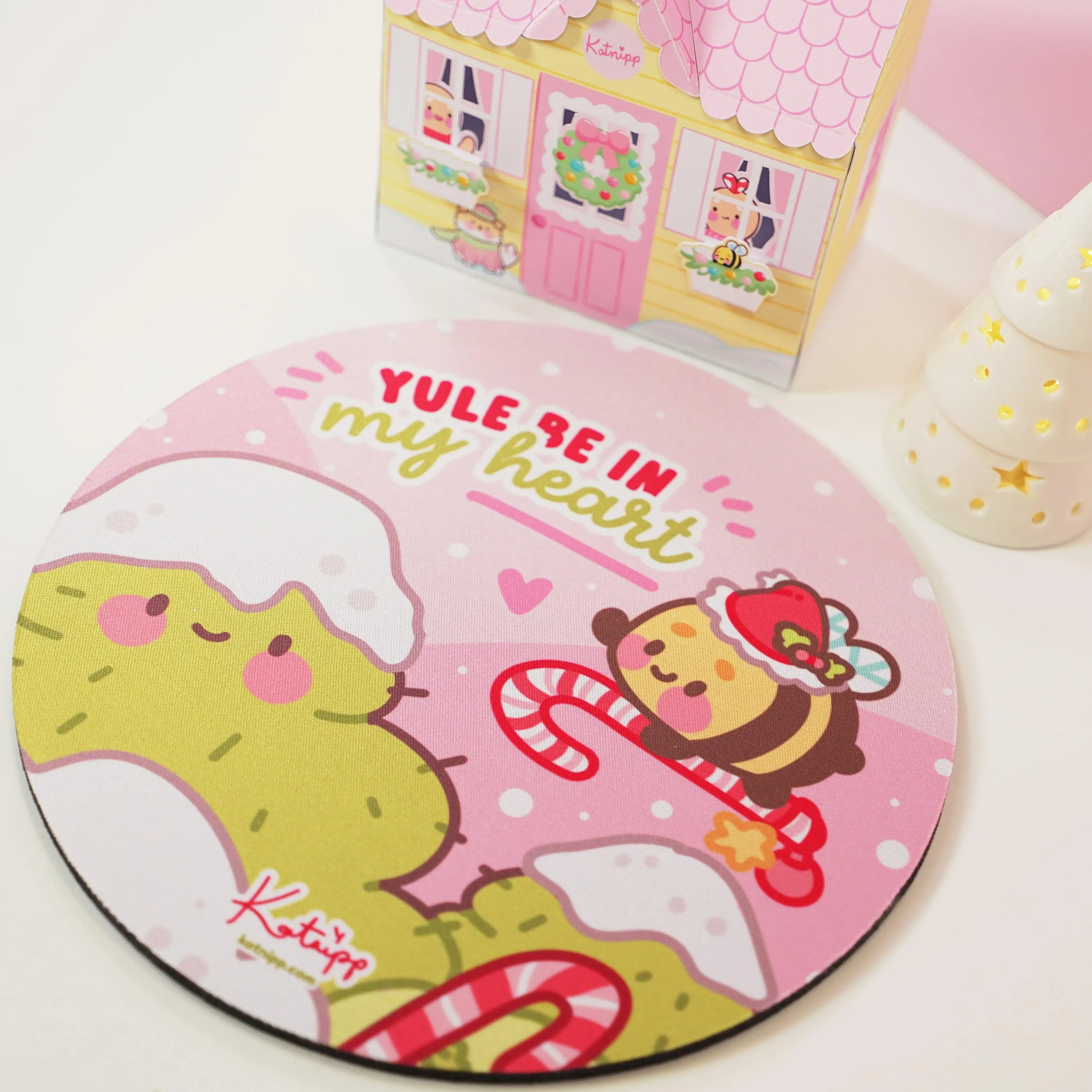 Bumblebutt Candy Cane Mouse Pad | Kawaii Festive Holiday Desk Accessory