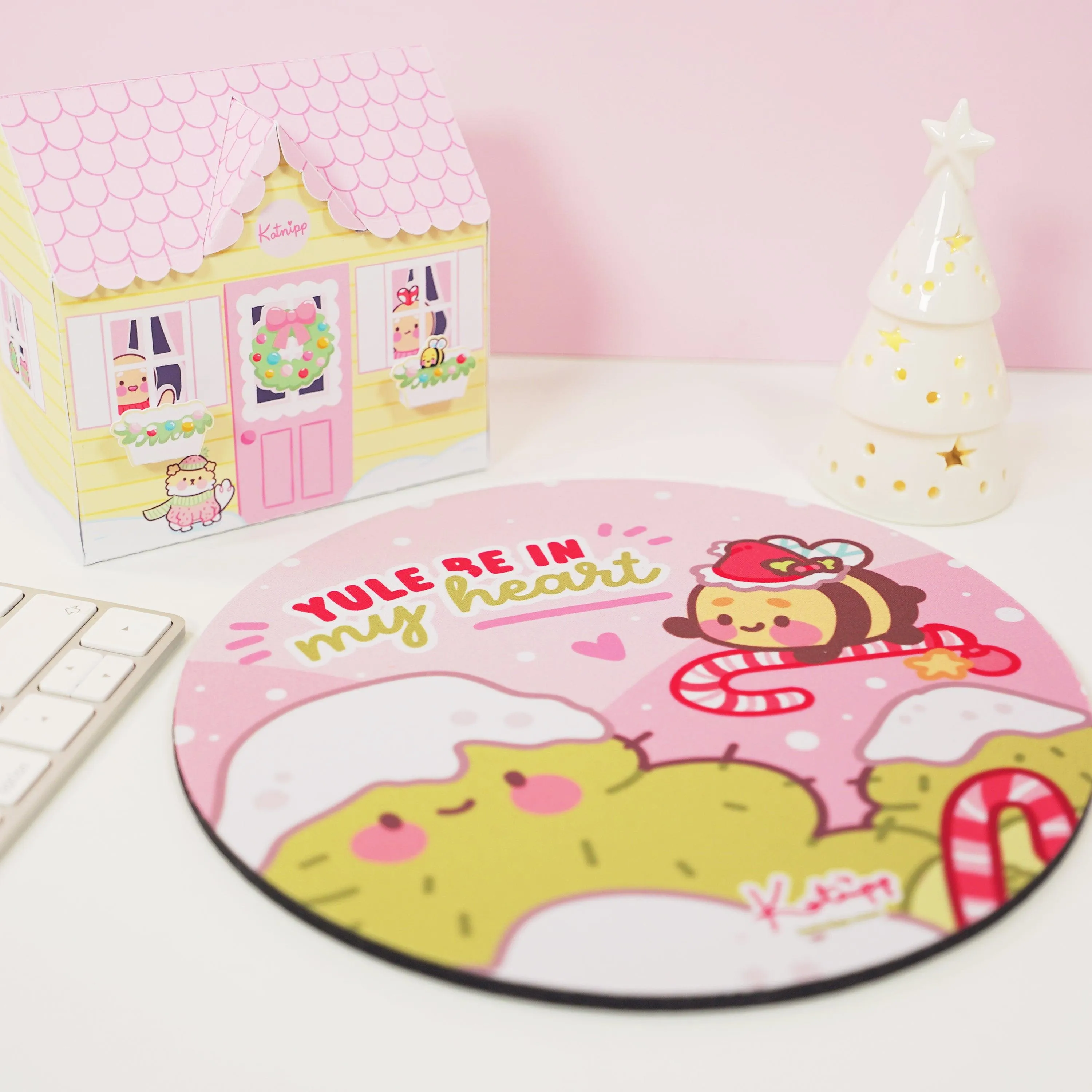 Bumblebutt Candy Cane Mouse Pad | Kawaii Festive Holiday Desk Accessory