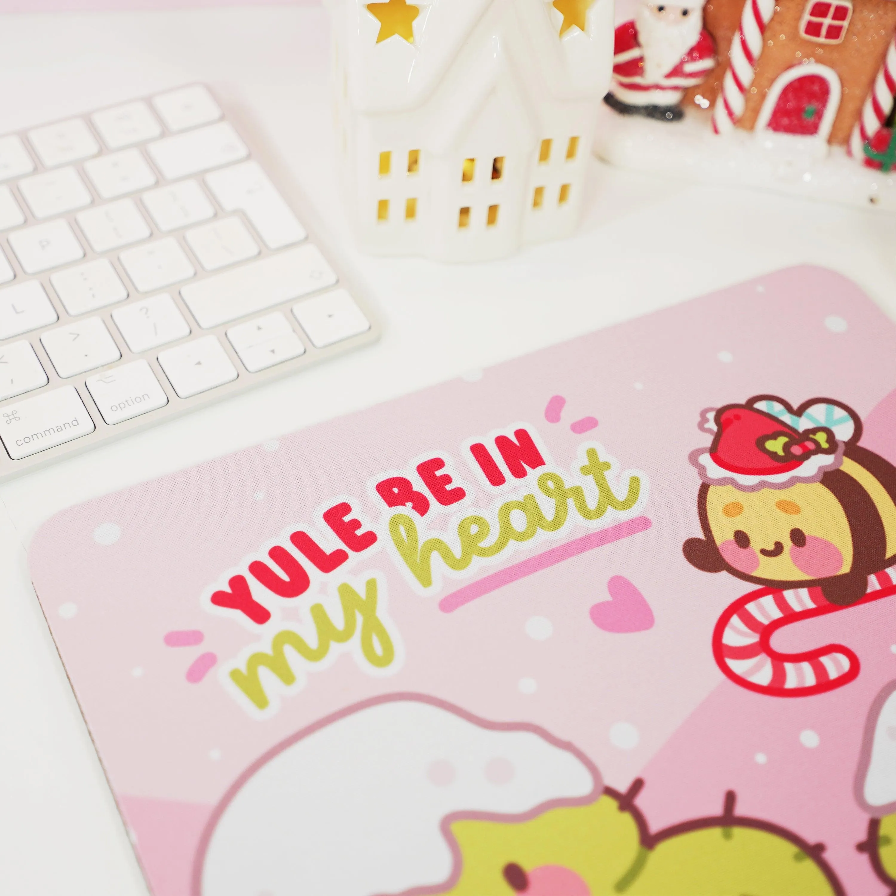 Bumblebutt Candy Cane Mouse Pad | Kawaii Festive Holiday Desk Accessory