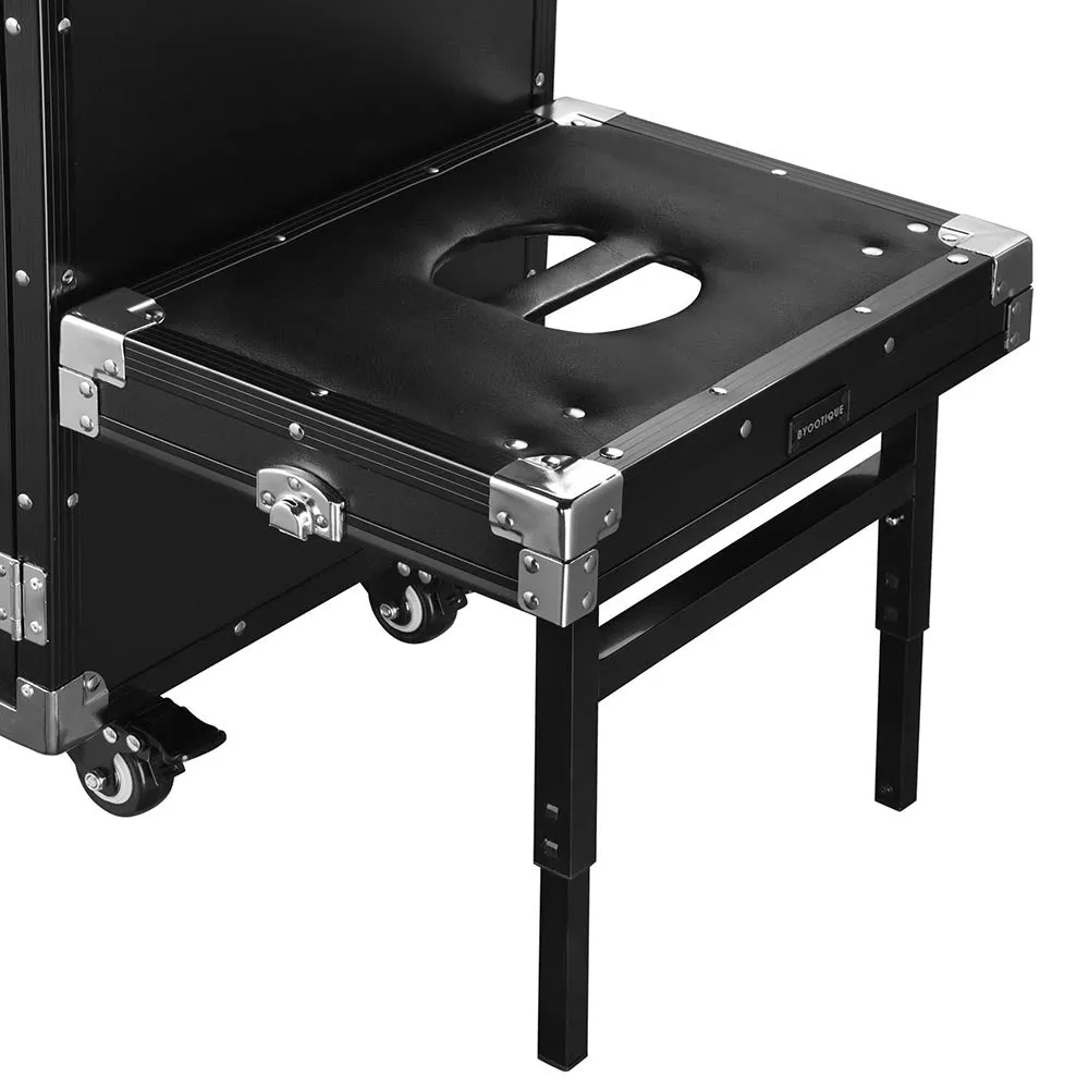 Byootique Rolling Pedicure Table, Hair & Makeup Workstation with Drawers Stool
