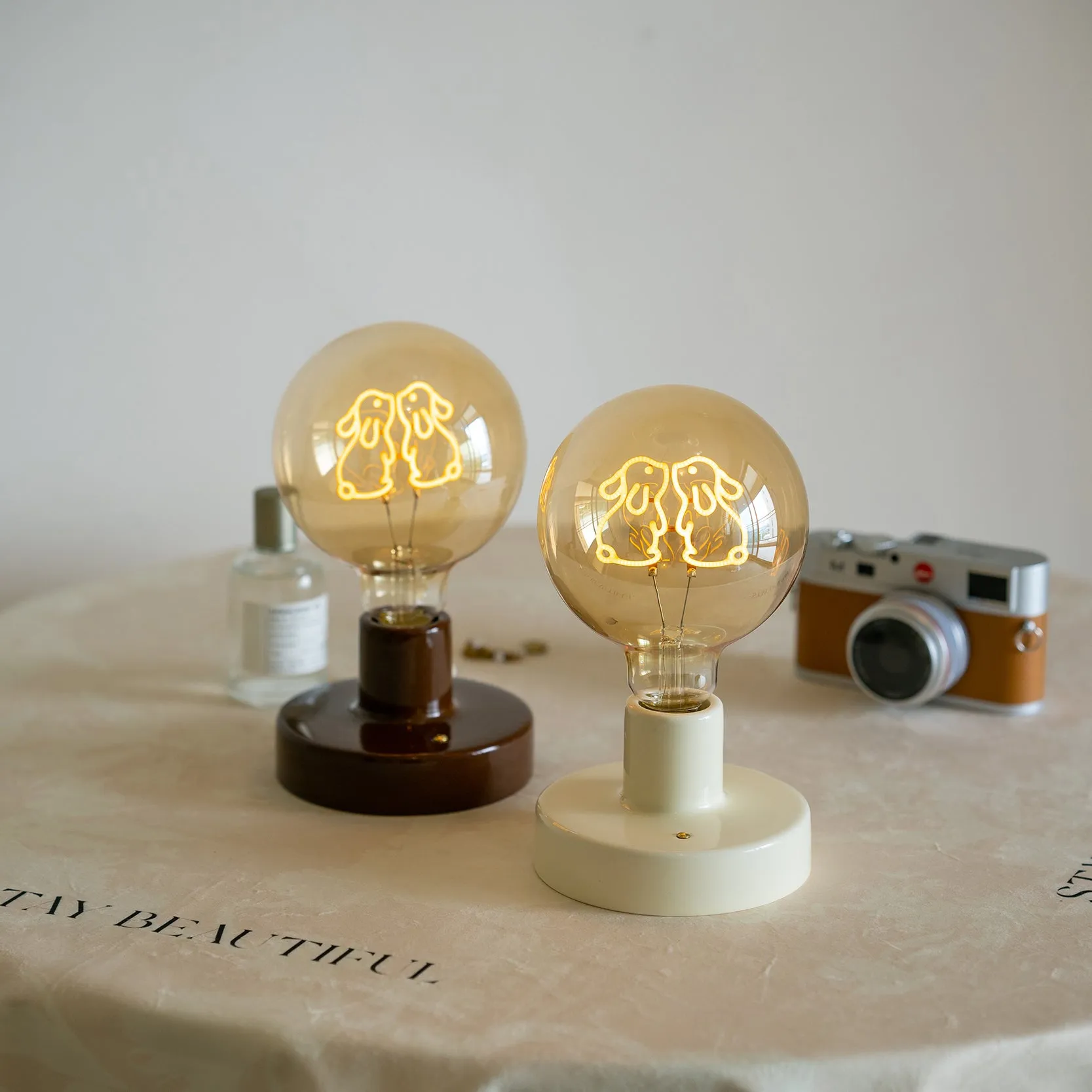 Ceramic Wireless Table Lamp - Dog, Cat, Rabbit Bulb Night Light
