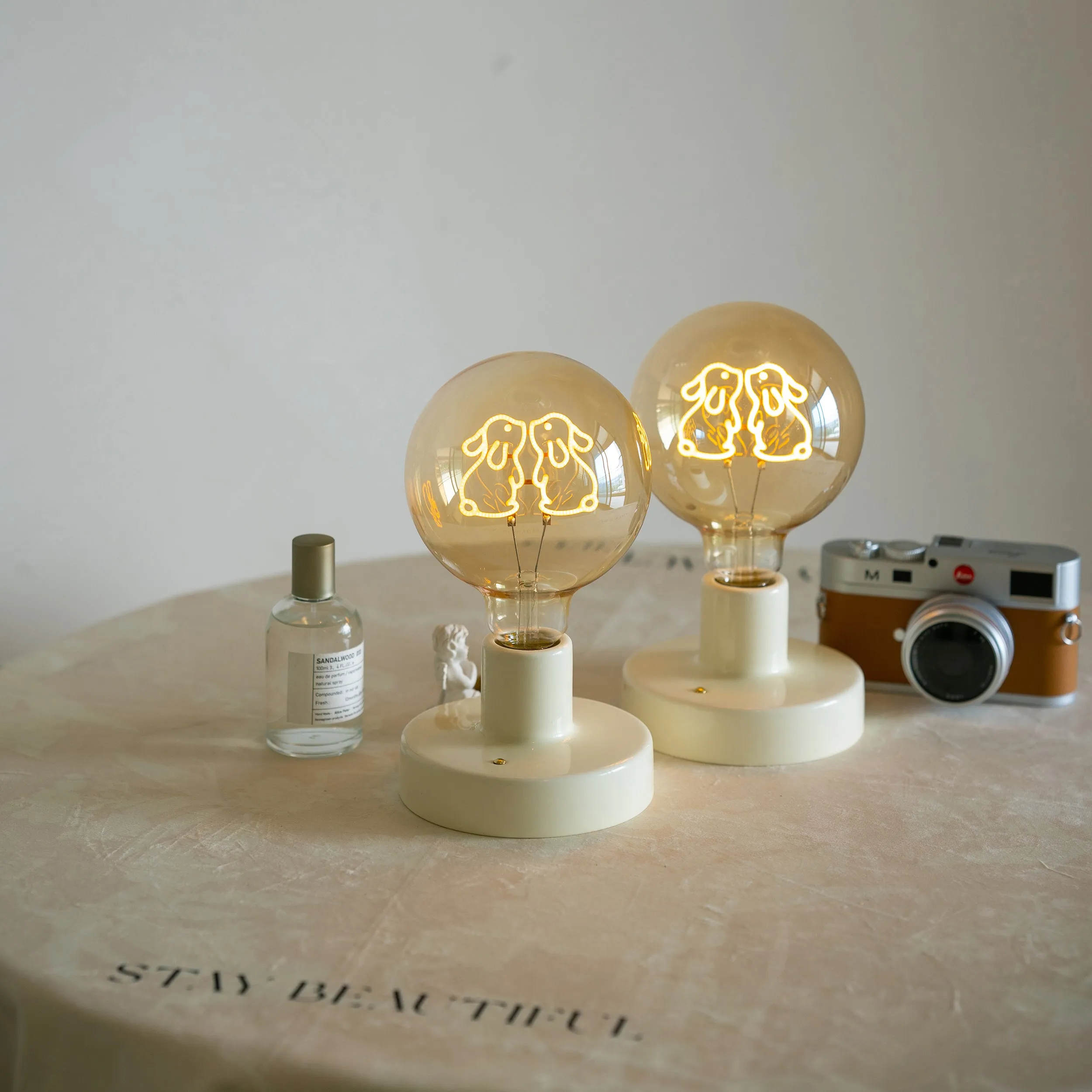 Ceramic Wireless Table Lamp - Dog, Cat, Rabbit Bulb Night Light