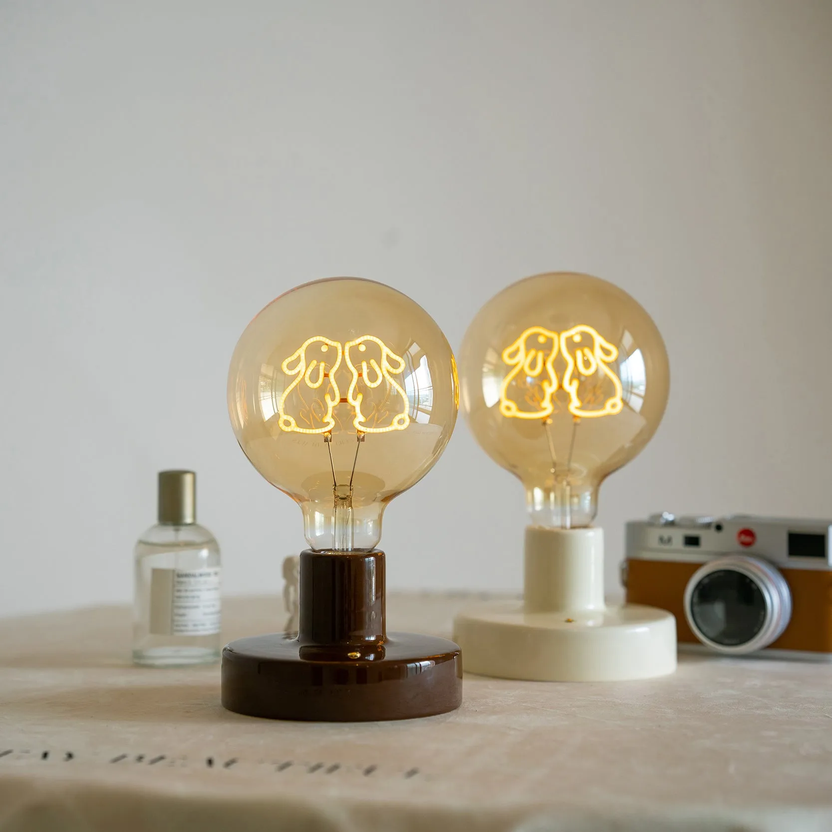 Ceramic Wireless Table Lamp - Dog, Cat, Rabbit Bulb Night Light