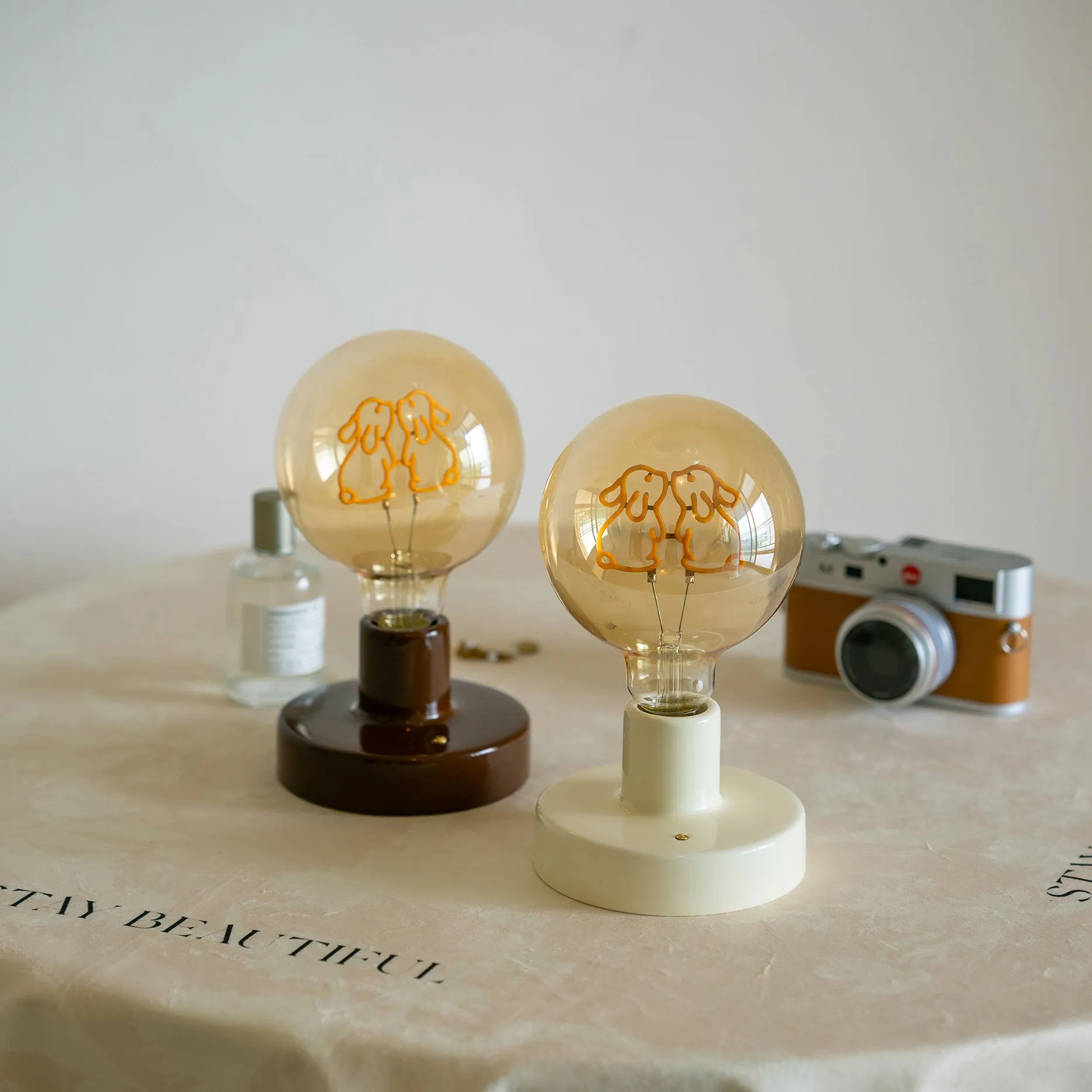 Ceramic Wireless Table Lamp - Dog, Cat, Rabbit Bulb Night Light