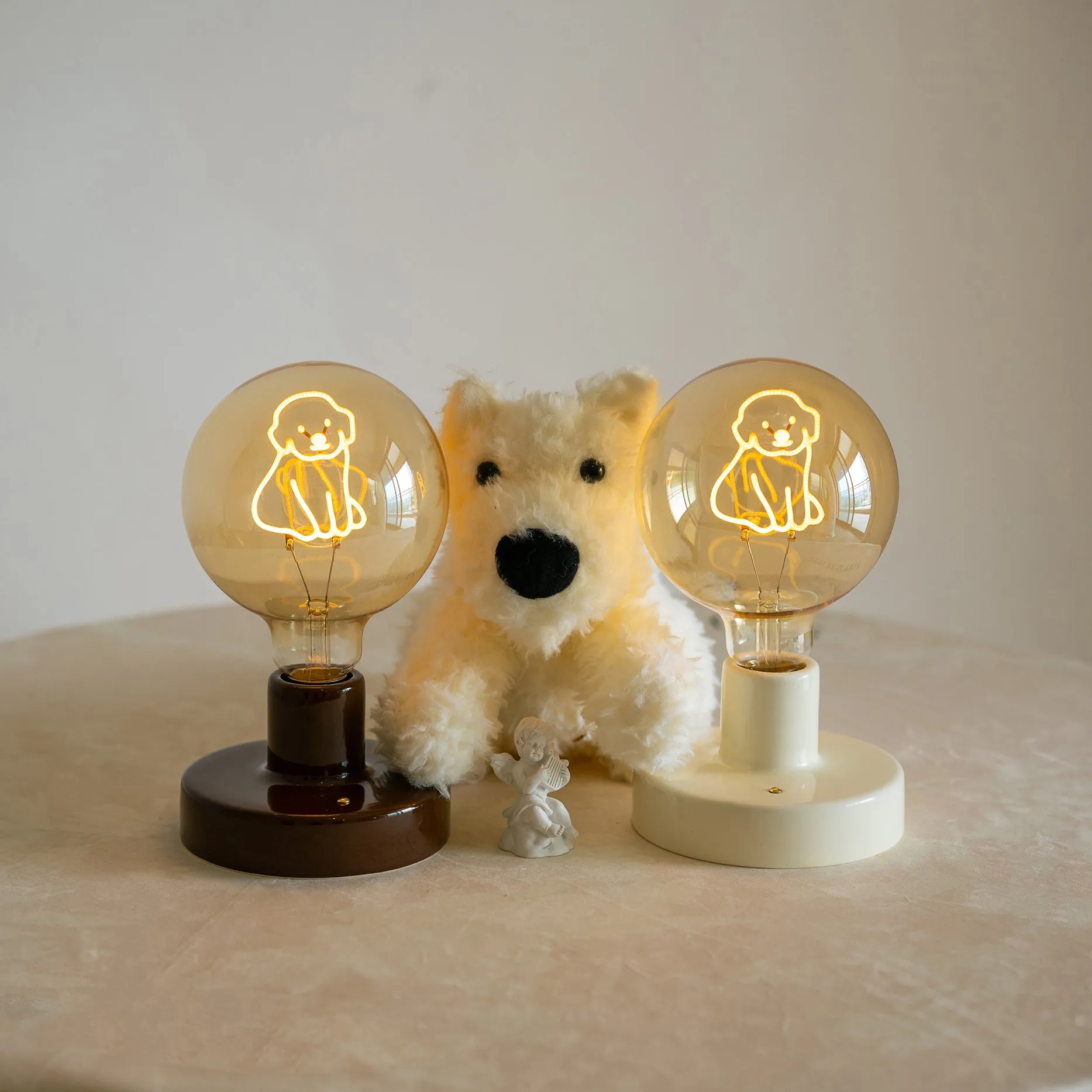 Ceramic Wireless Table Lamp - Dog, Cat, Rabbit Bulb Night Light