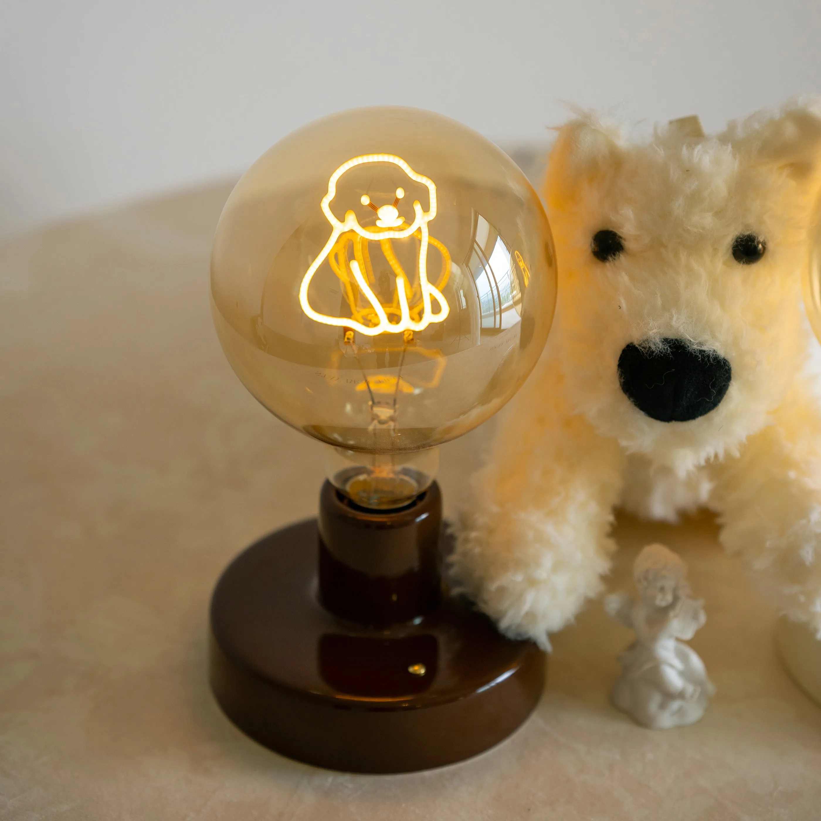 Ceramic Wireless Table Lamp - Dog, Cat, Rabbit Bulb Night Light