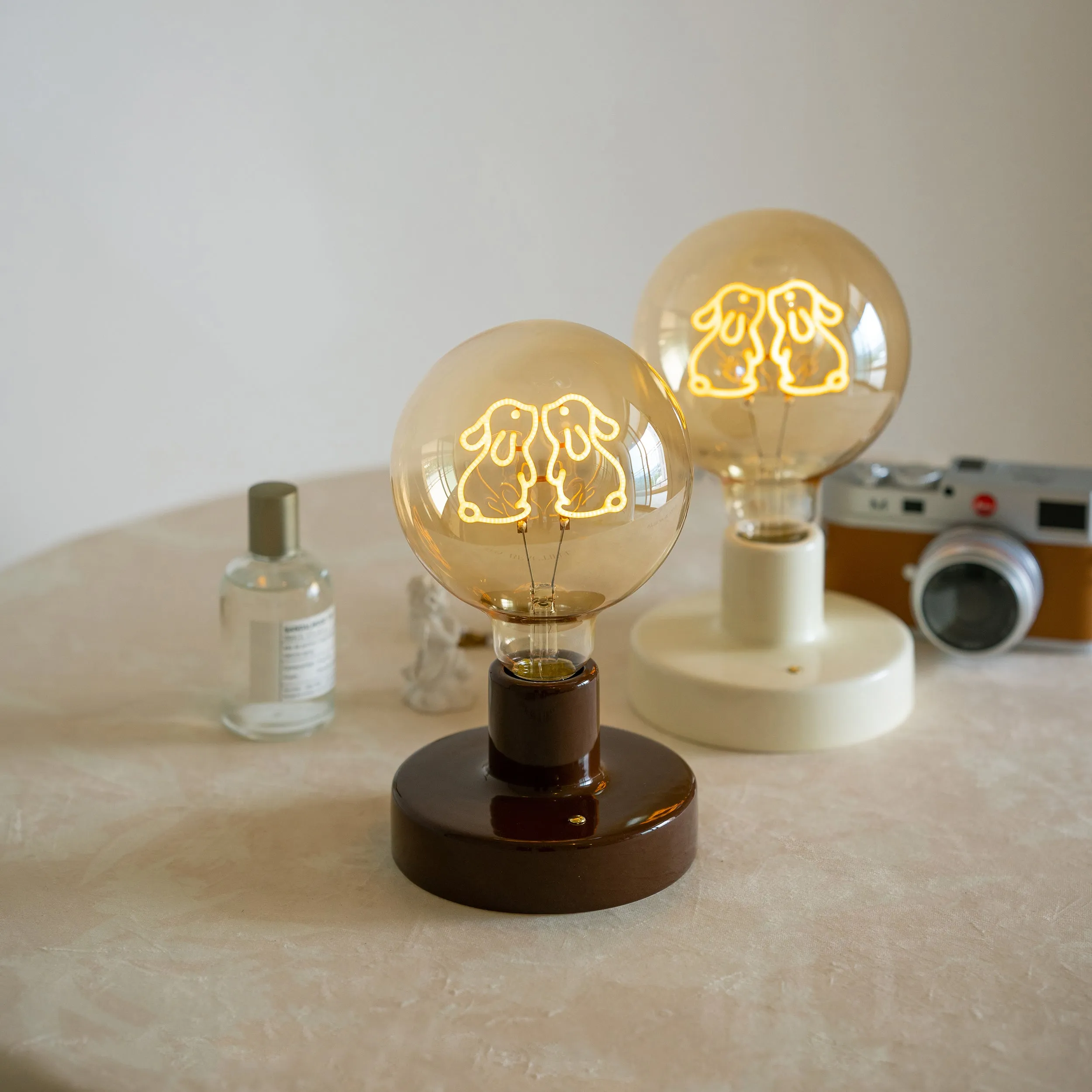 Ceramic Wireless Table Lamp - Dog, Cat, Rabbit Bulb Night Light