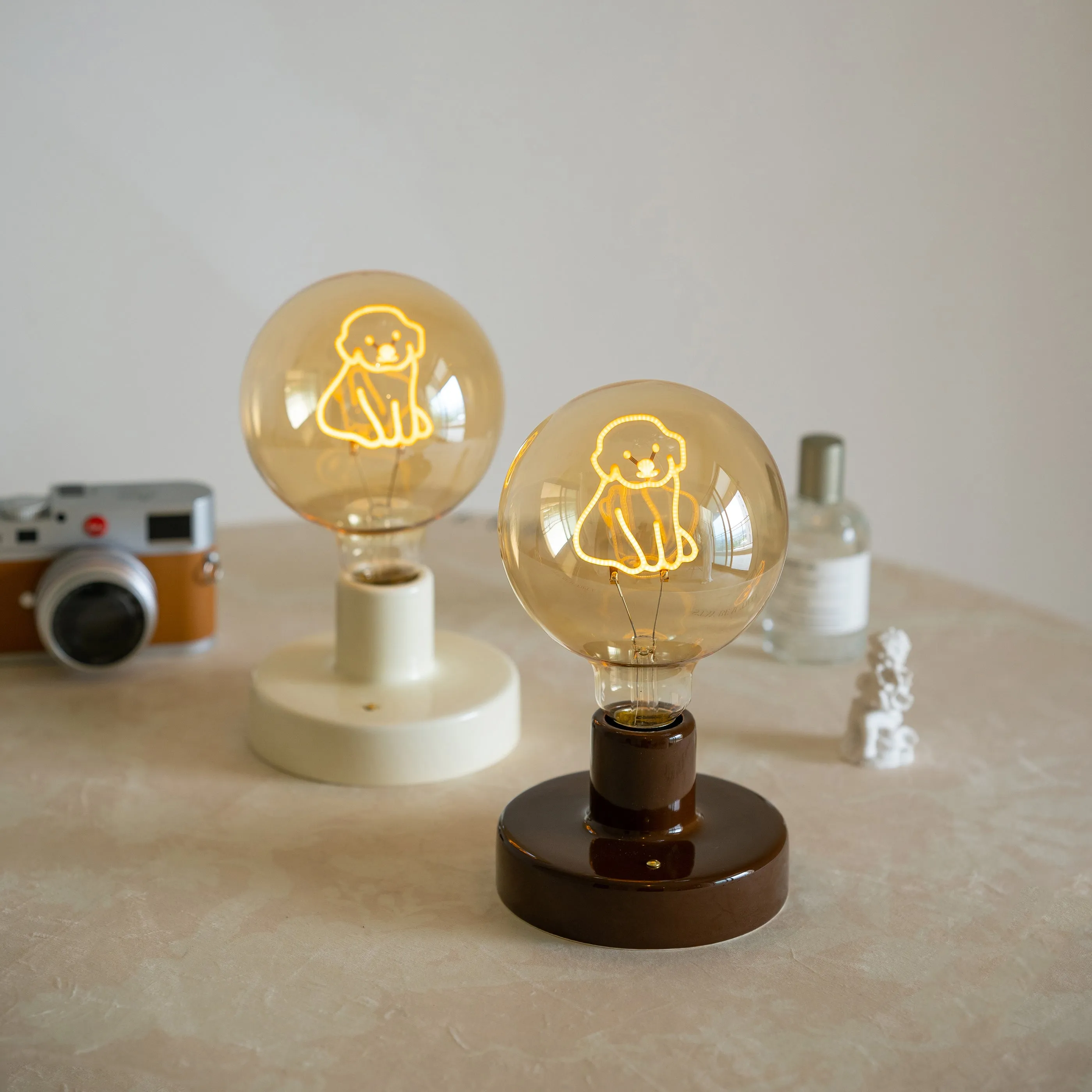 Ceramic Wireless Table Lamp - Dog, Cat, Rabbit Bulb Night Light