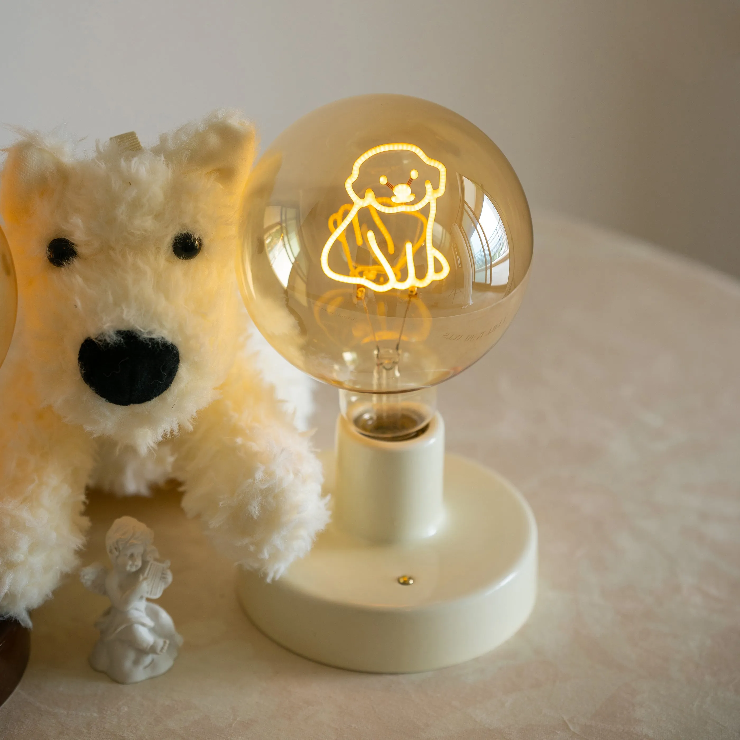 Ceramic Wireless Table Lamp - Dog, Cat, Rabbit Bulb Night Light