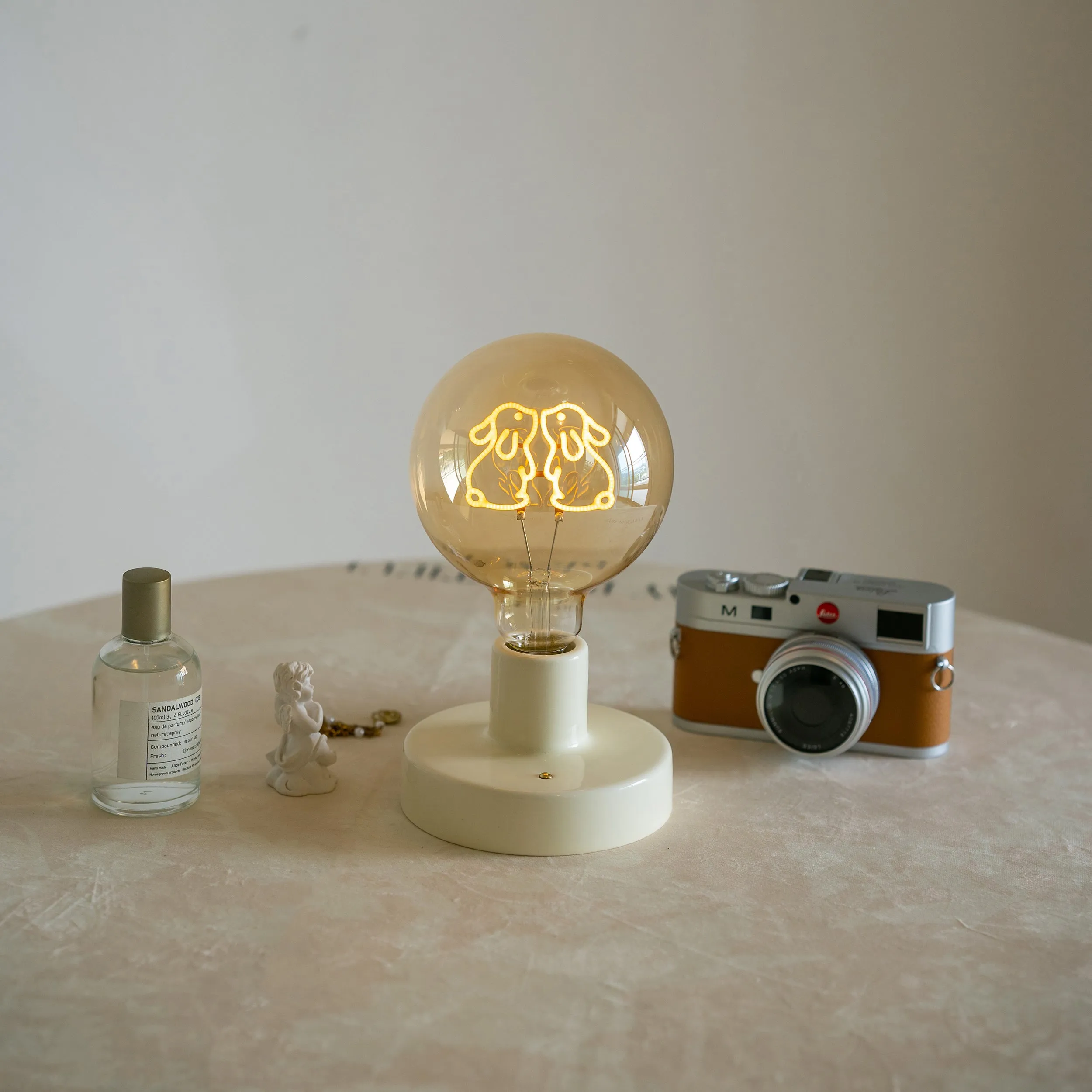 Ceramic Wireless Table Lamp - Dog, Cat, Rabbit Bulb Night Light