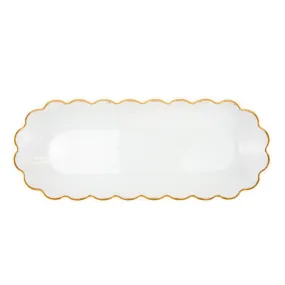 Chapelle Oval Serving Platter Clear/Gold 17.8x1.2x7