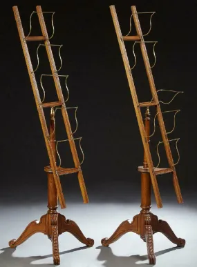 Classy Pair of Birch and Brass Periodical Racks, Antique / Vintage!!