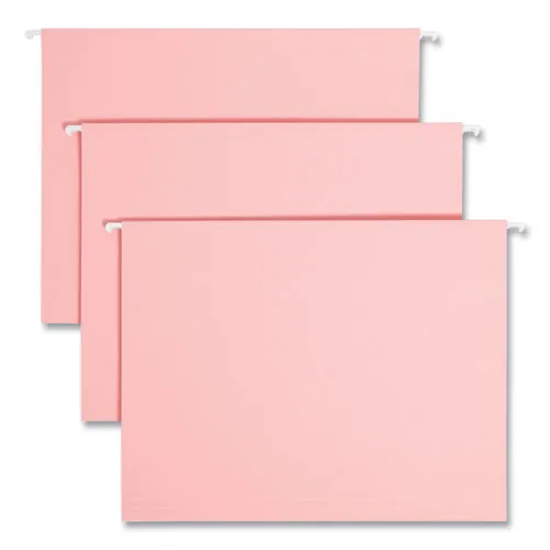 Colored Hanging File Folders With 1/5 Cut Tabs, Letter Size, 1/5-cut Tabs, Pink, 25/box