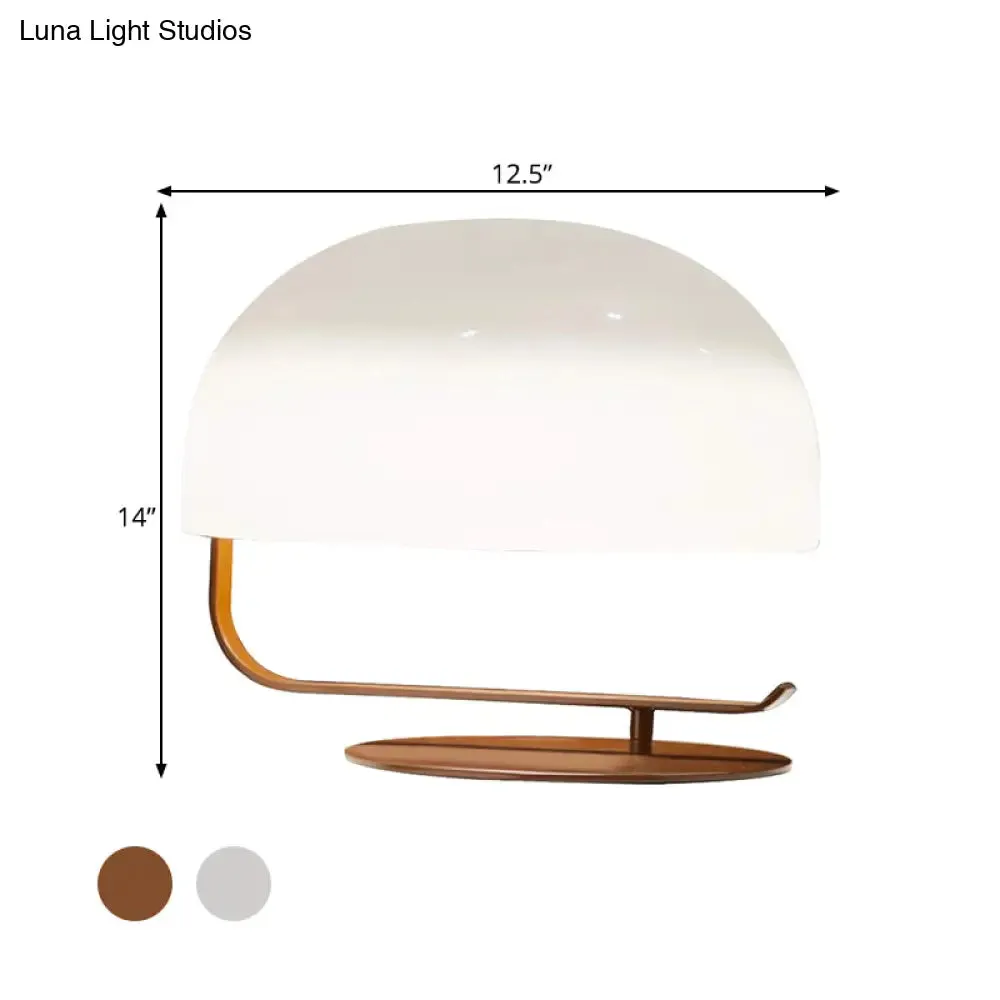 Contemporary Mushroom Night Table Lamp in White/Brown