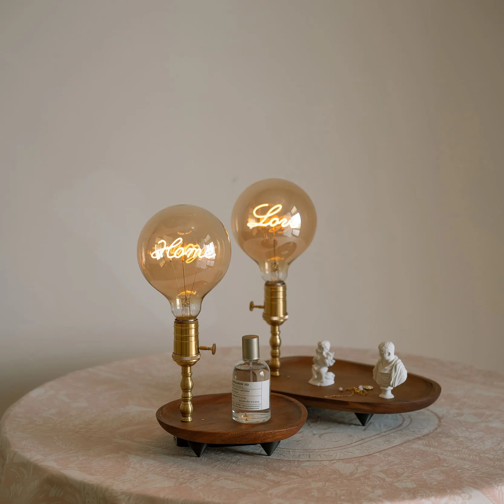 Cordless Table Lamp with Wooden Tray - Gift for Her