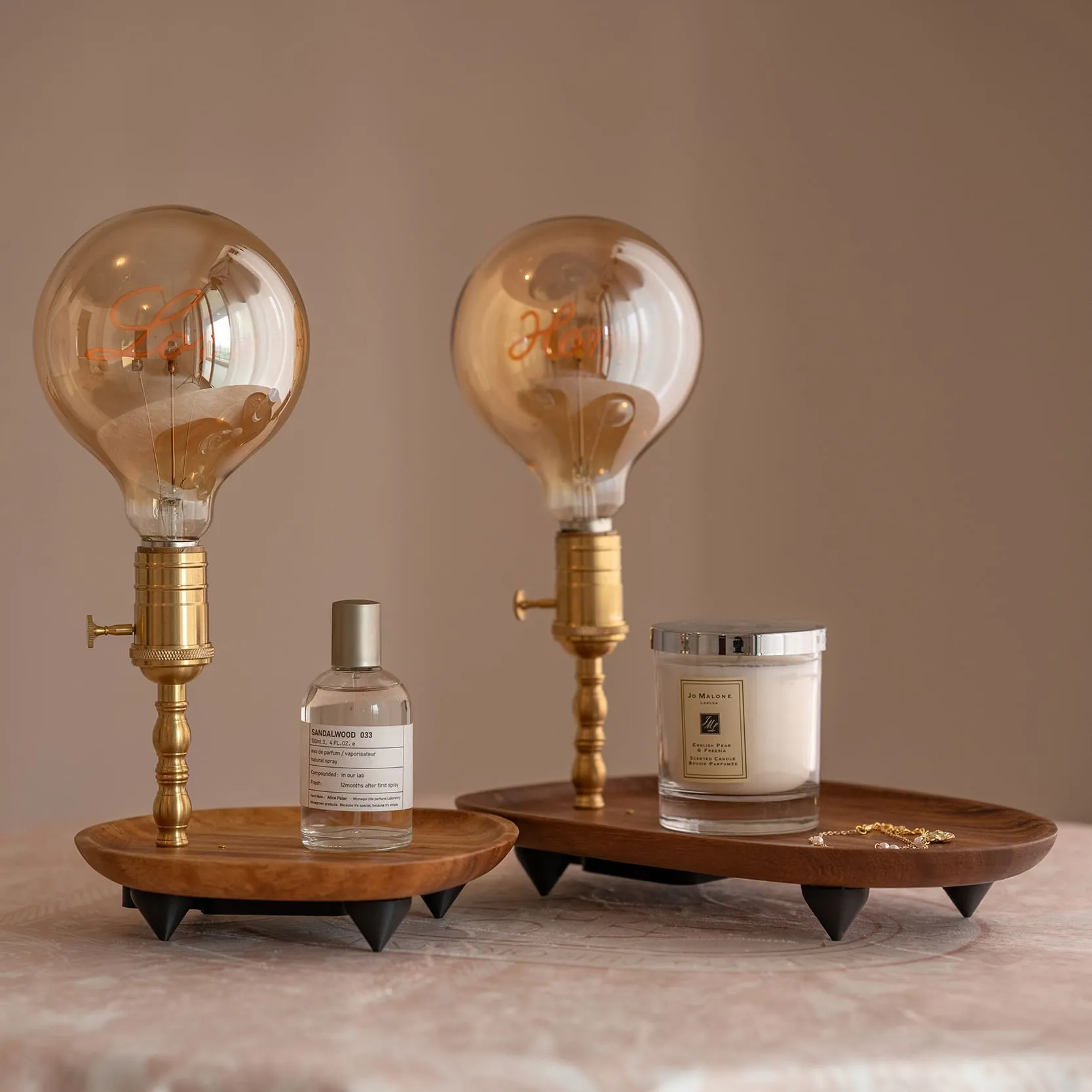Cordless Table Lamp with Wooden Tray - Gift for Her