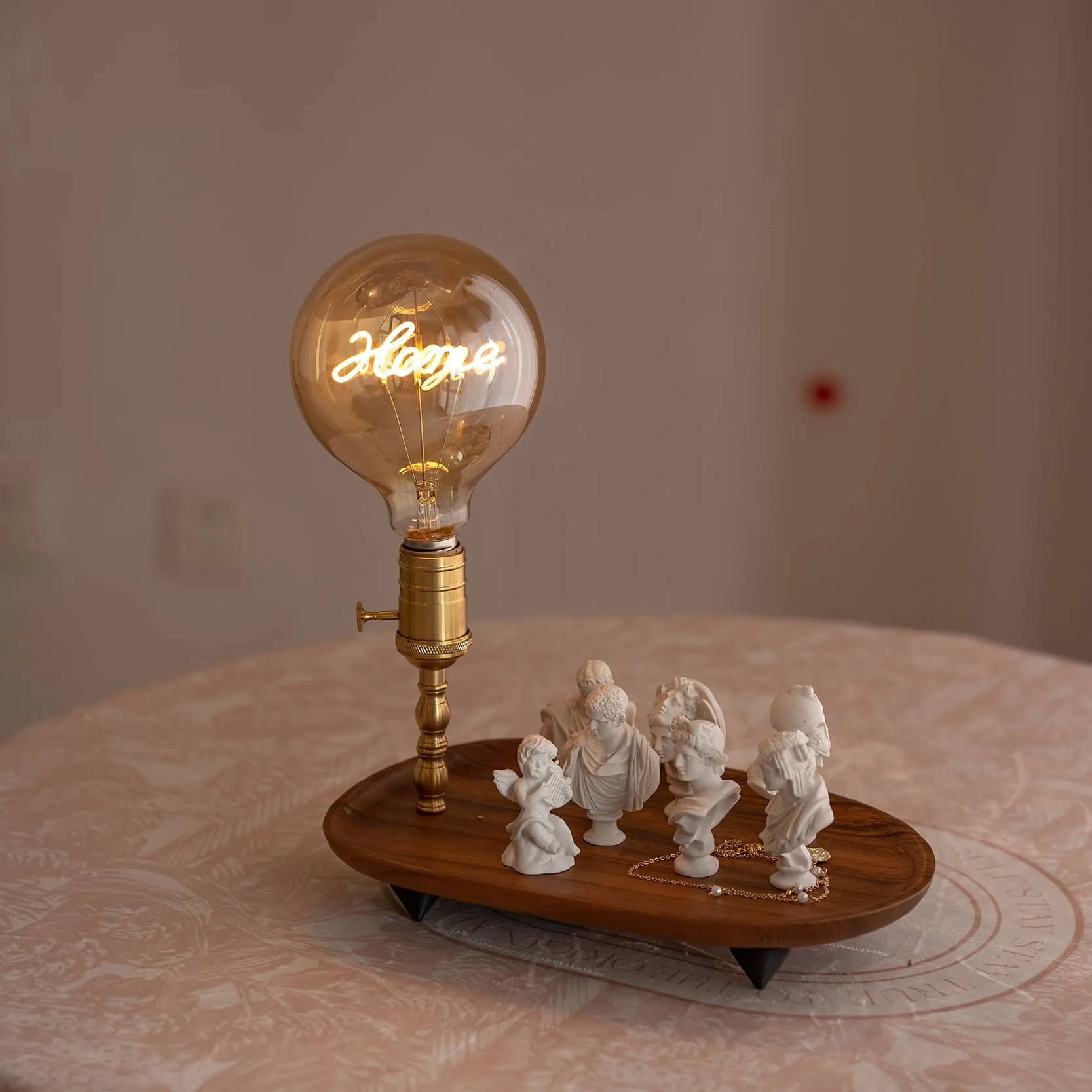 Cordless Table Lamp with Wooden Tray - Gift for Her