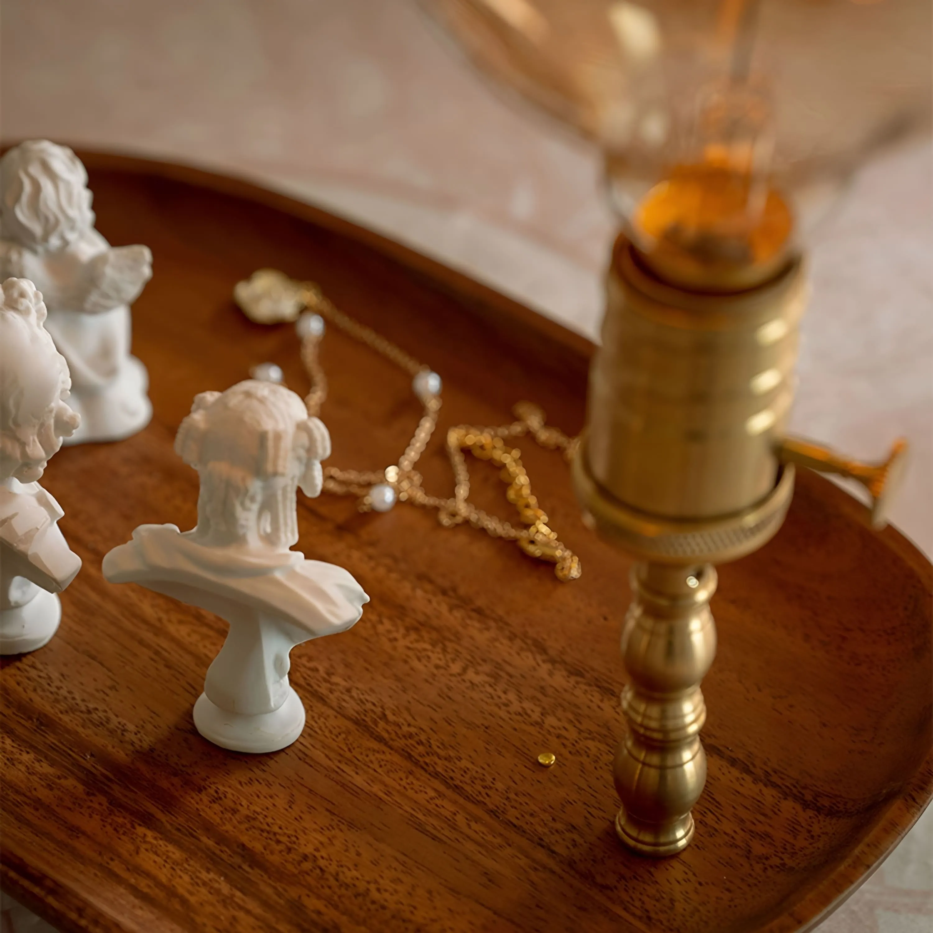 Cordless Table Lamp with Wooden Tray - Gift for Her
