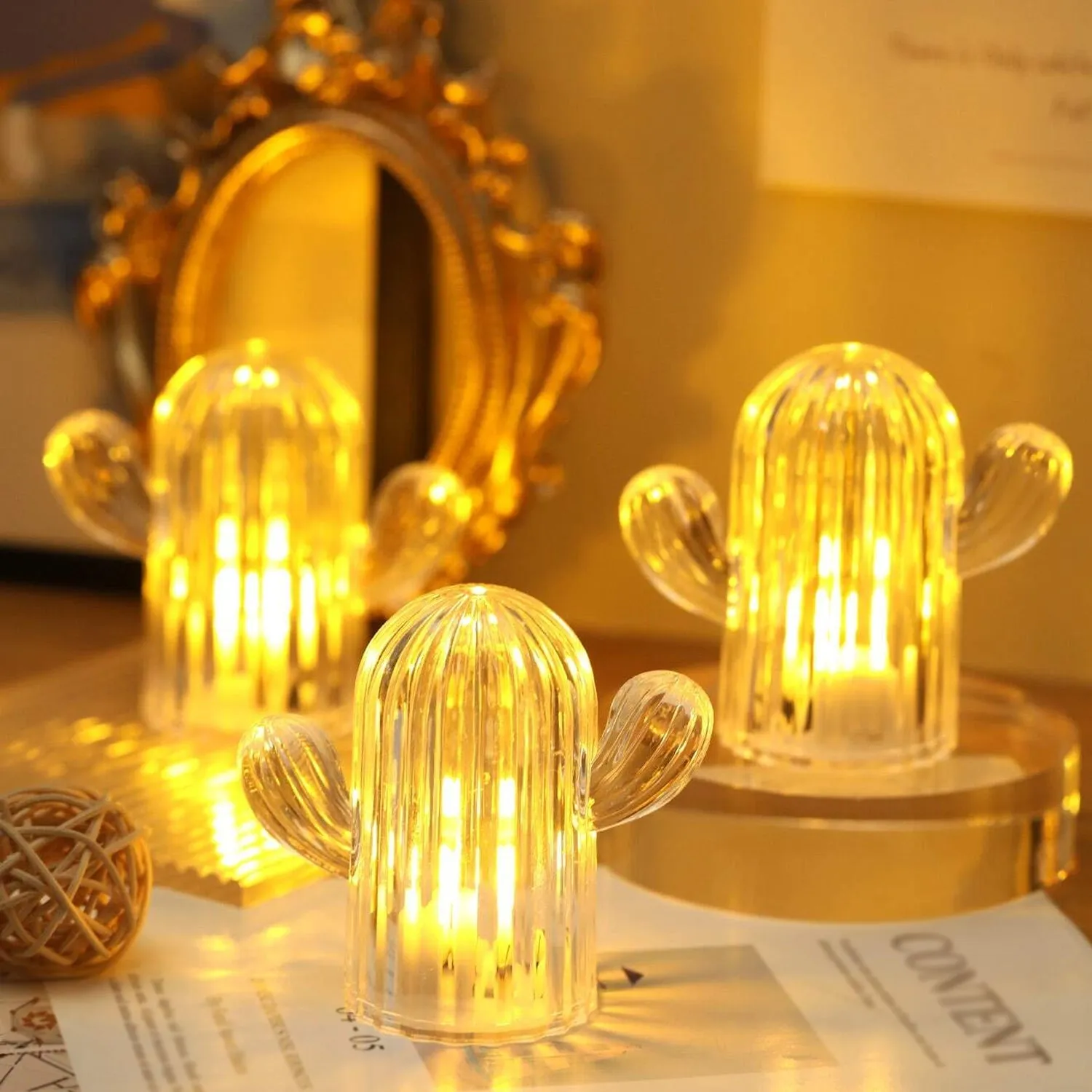 Cute Cactus LED Night Light (Cactus / 4 Pcs Set)