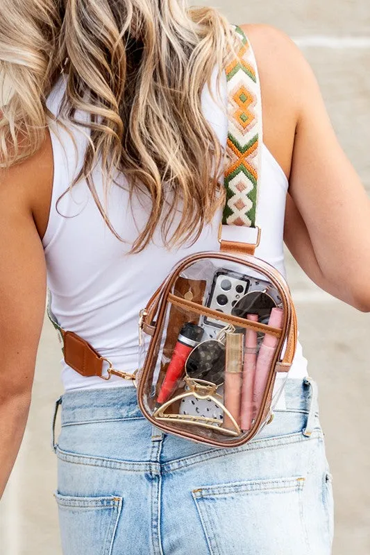 Cute Fun Clear Stadium Sling Bag with Adjustable Strap