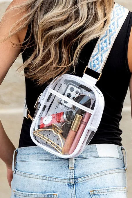 Cute Fun Clear Stadium Sling Bag with Adjustable Strap