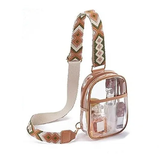 Cute Fun Clear Stadium Sling Bag with Adjustable Strap