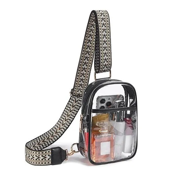 Cute Fun Clear Stadium Sling Bag with Adjustable Strap
