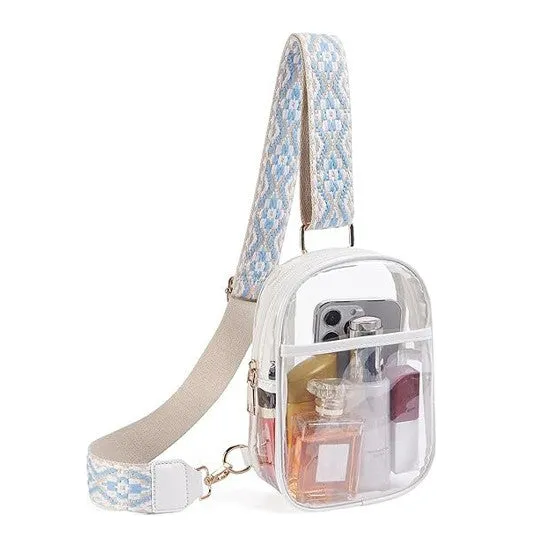 Cute Fun Clear Stadium Sling Bag with Adjustable Strap