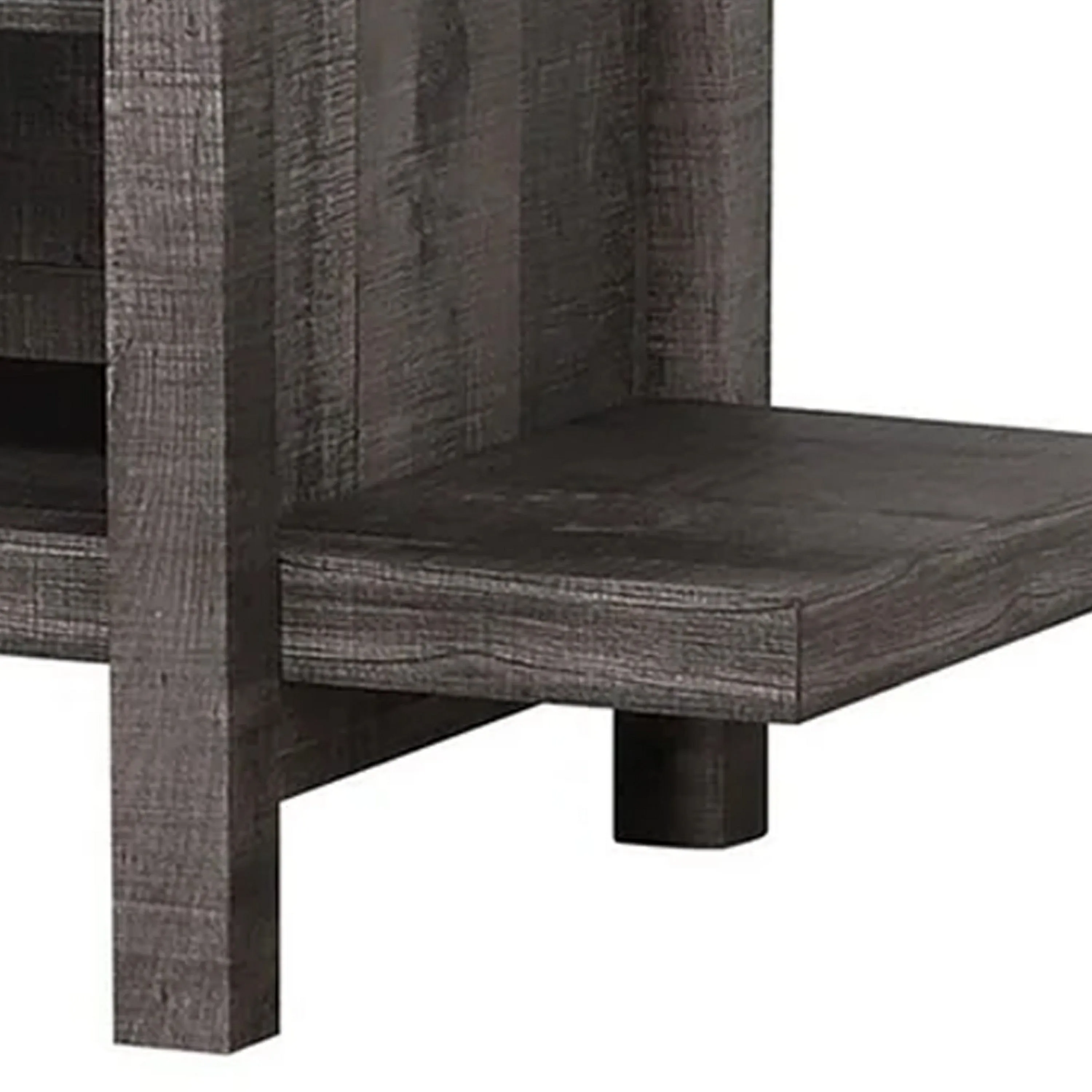 Cyril 65 Inch TV Media Entertainment Console, 4 Shelves, Wood Legs, Brown By Casagear Home