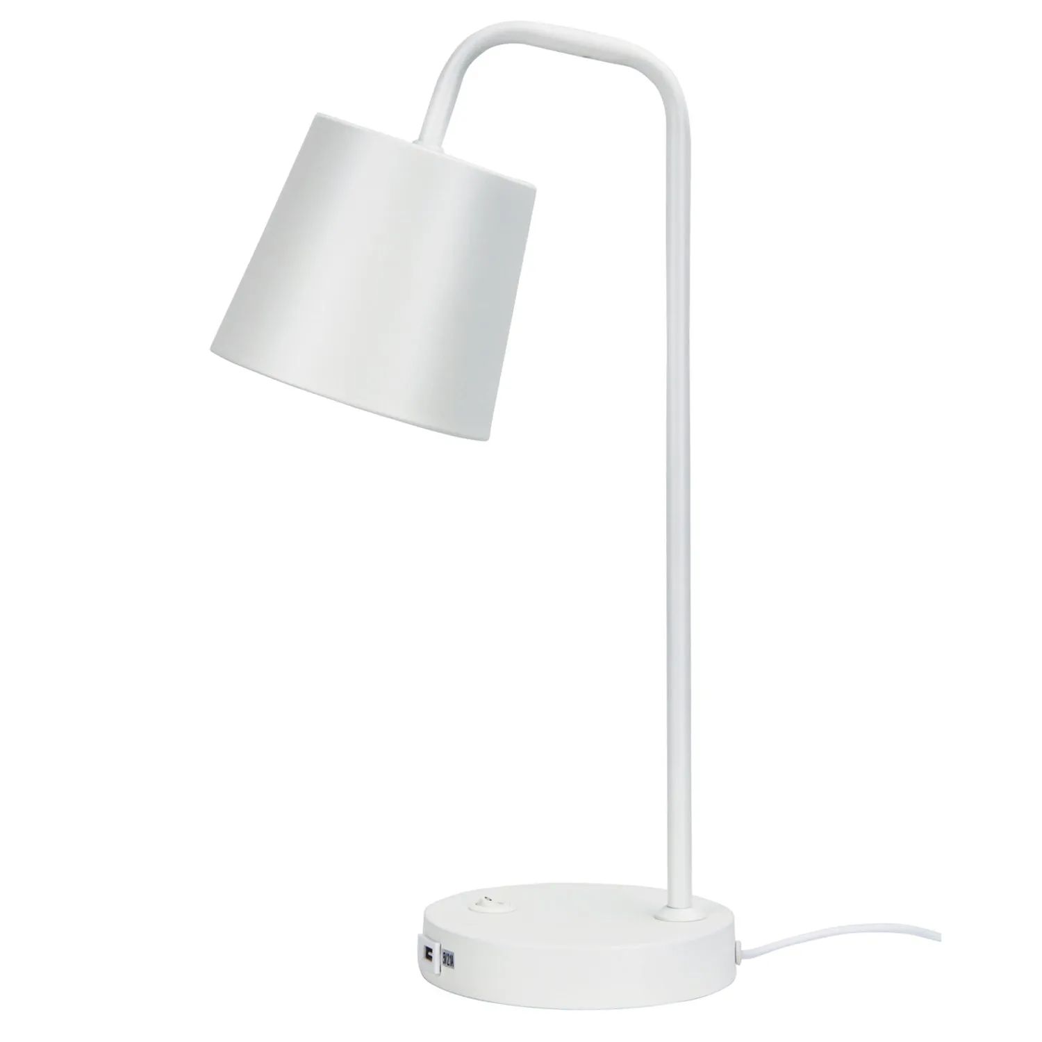 Desk Lamp with USB Socket in White or Black