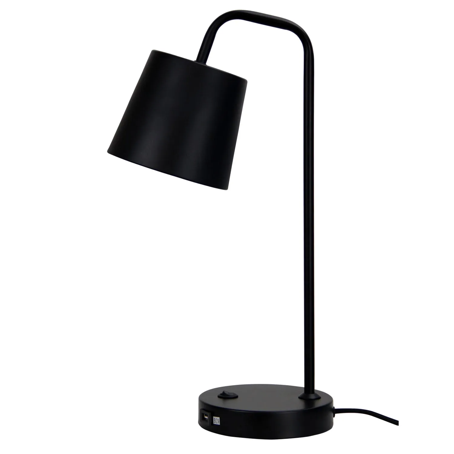 Desk Lamp with USB Socket in White or Black