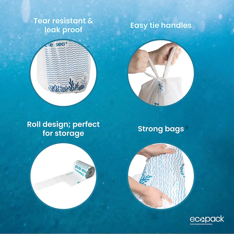 Ecopack 18L Small Recycled Plastic Bin Liners (4 Rolls/128 Bags)