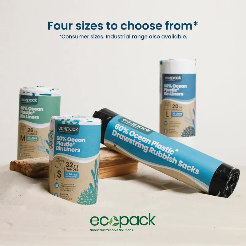 Ecopack 18L Small Recycled Plastic Bin Liners (4 Rolls/128 Bags)