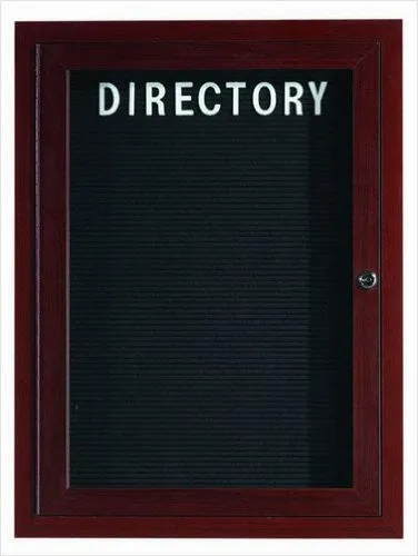 Enclosed Indoor 36"x24" One Door Aluminum Walnut Wood Look Directory Changeable Letter Board