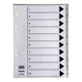 Esselte Divider A4 Polypropolene 1-10 Grey