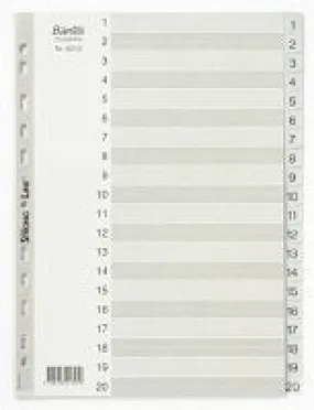Esselte Divider A4 Polypropolene 1-20 Grey