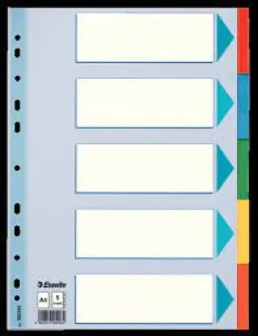 Esselte Divider Card A4 5 Tabs