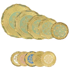 Florentine Carved Gilded Wood Circle Tray, Made in Italy