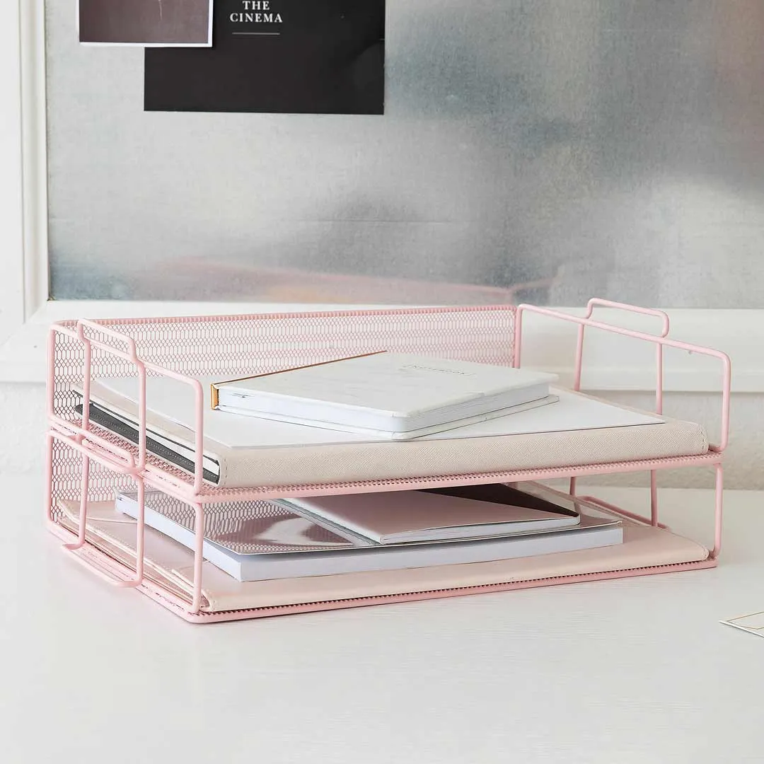 Fontvieille Stackable Pink Paper Tray - Set of 2 - Letter Size