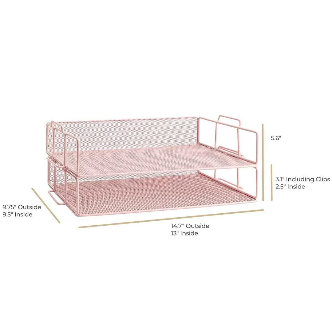 Fontvieille Stackable Pink Paper Tray - Set of 2 - Letter Size