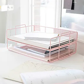 Fontvieille Stackable Pink Paper Tray - Set of 2 - Letter Size